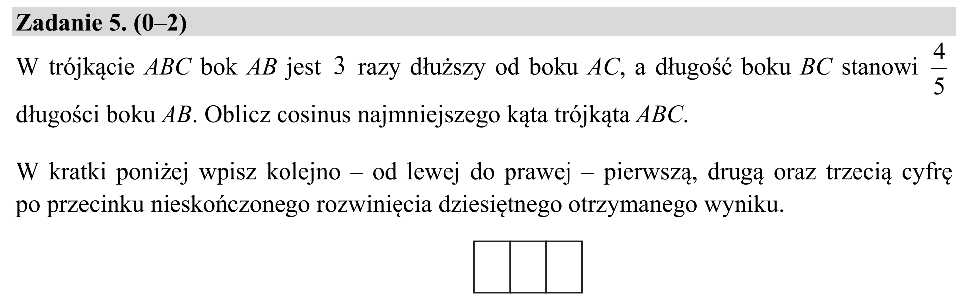 Matura, maj 2020, podgląd zadania 5
