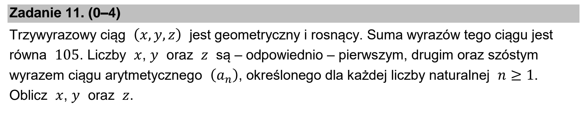 Matura, maj 2024, podgląd zadania 11