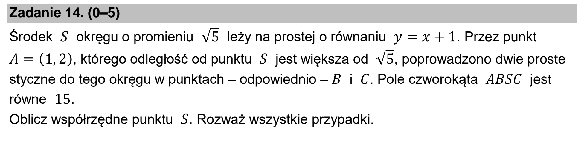 Matura, maj 2024, podgląd zadania 14