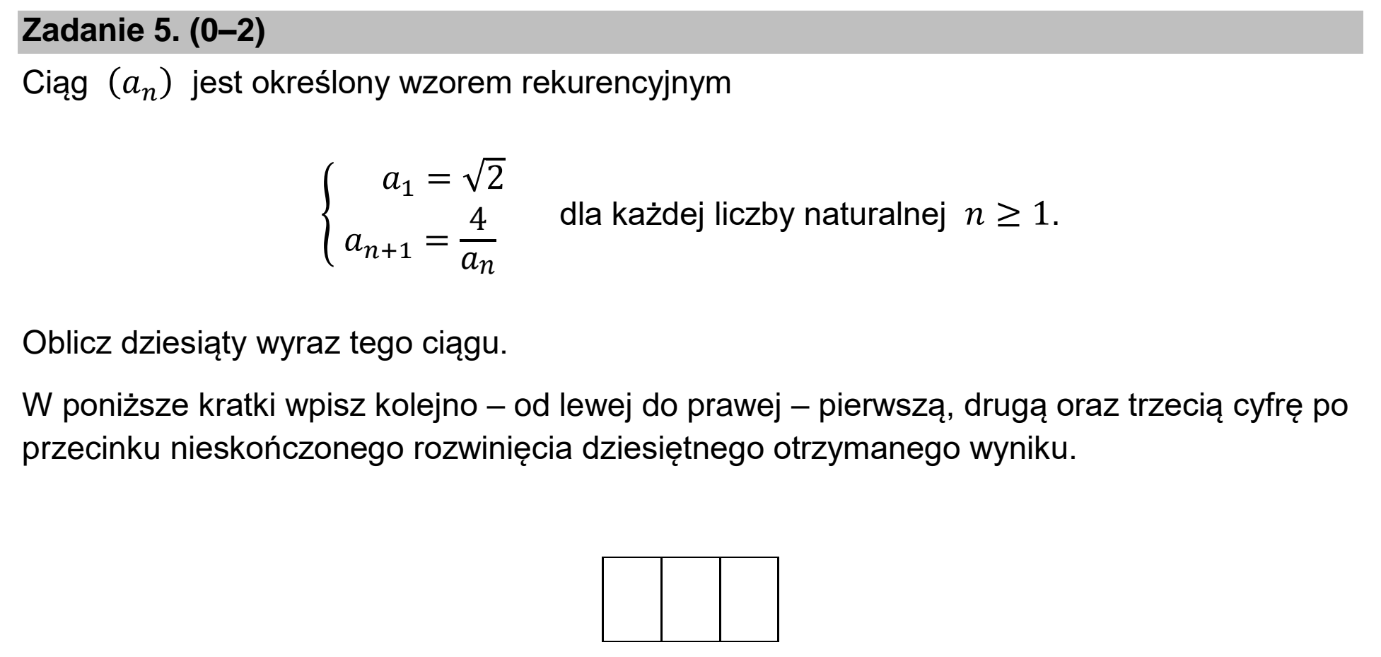 Matura, maj 2026, podgląd zadania 5