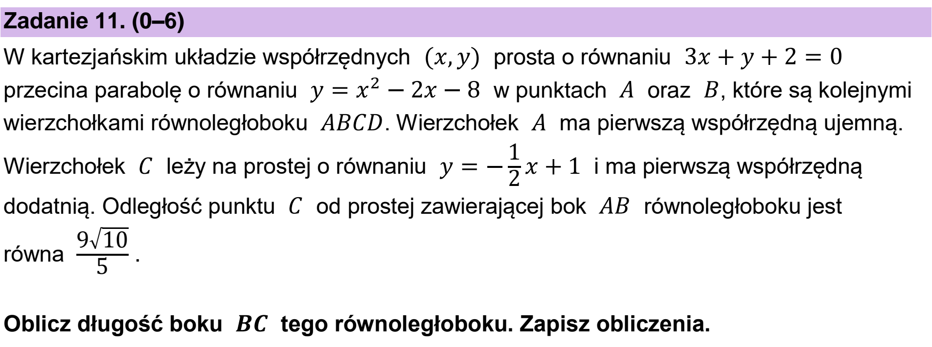 Matura dodatkowa, czerwiec 2024, podgląd zadania 11