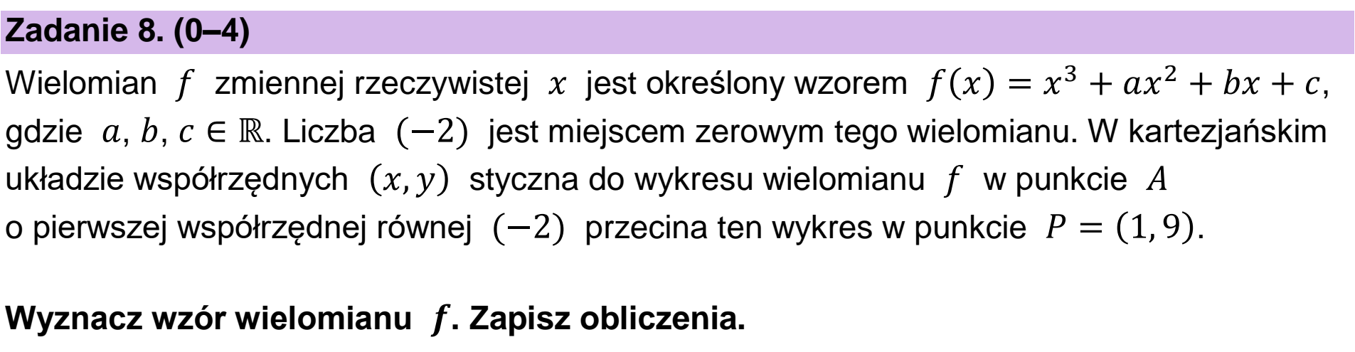 Matura dodatkowa, czerwiec 2025, podgląd zadania 8