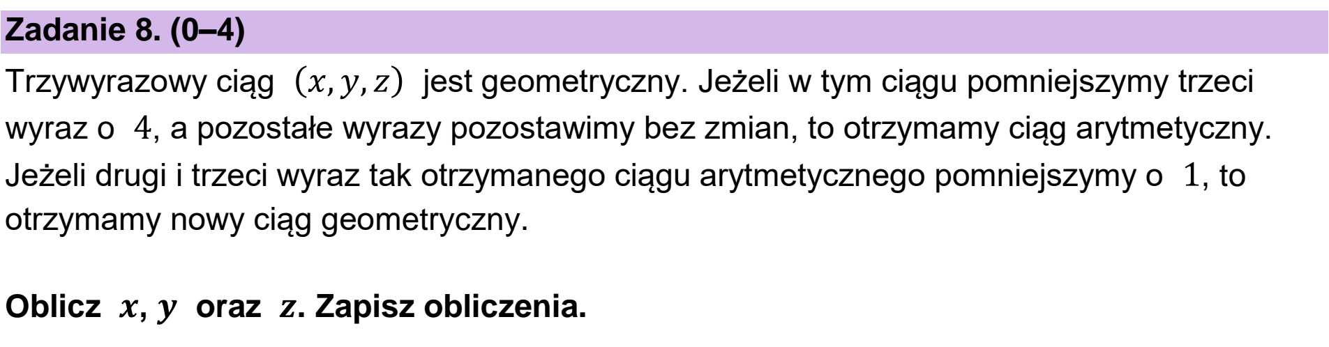 Matura dodatkowa, czerwiec 2026, podgląd zadania 8