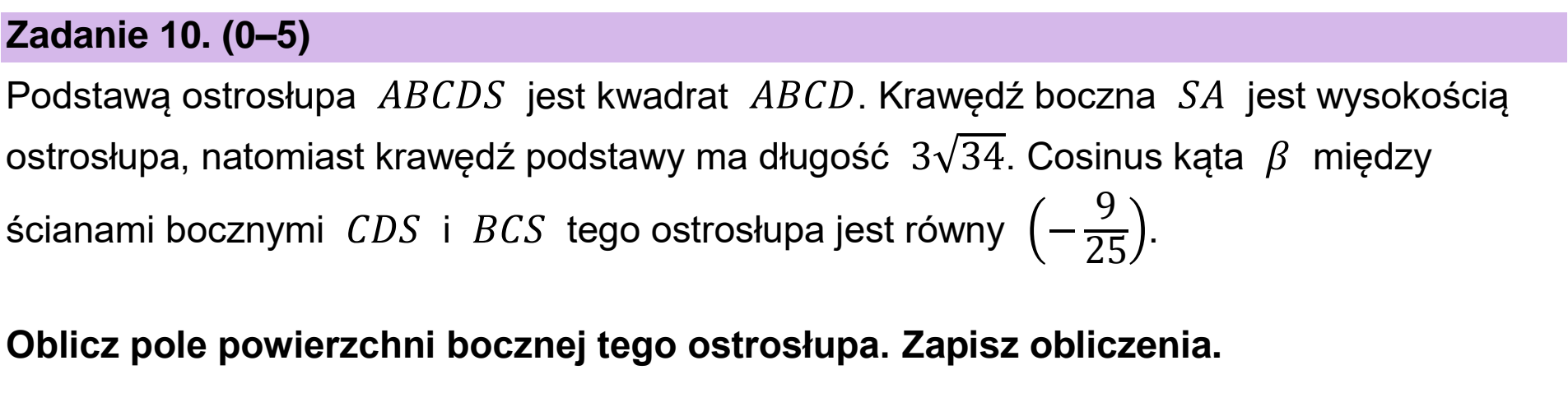 Matura, maj 2025, podgląd zadania 10