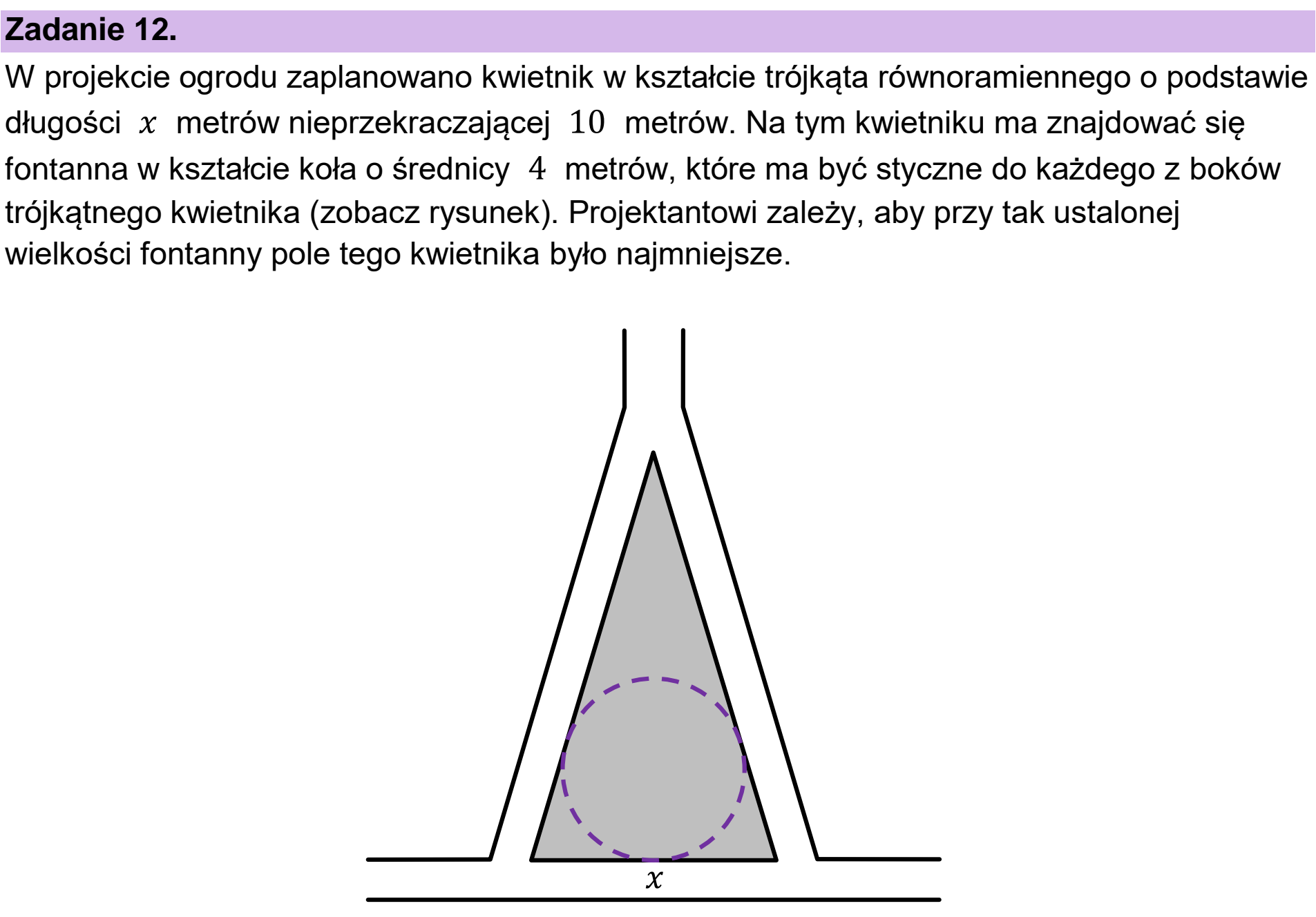 Matura, maj 2026, wstęp zadania 12