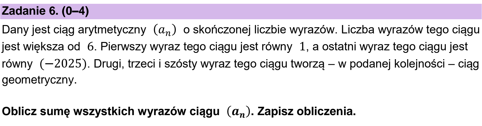 Matura, maj 2026, podgląd zadania 6