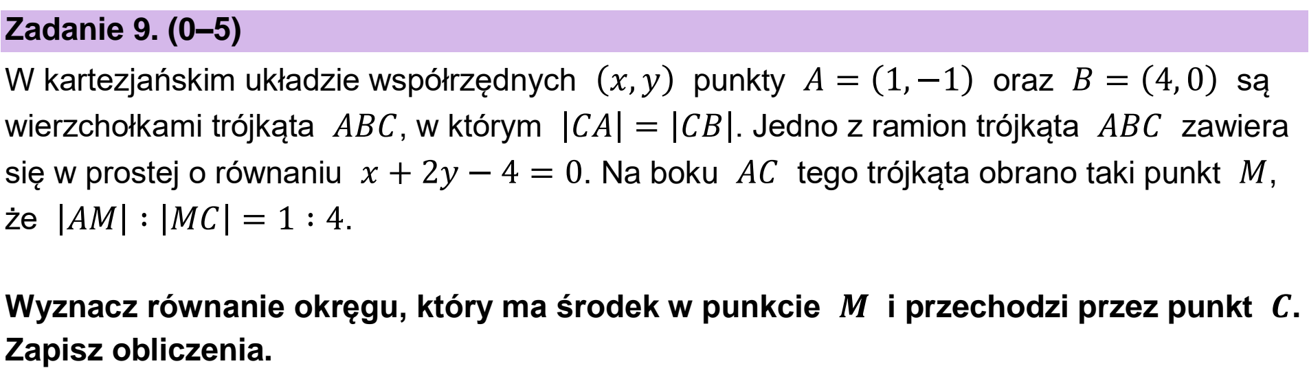 Matura, maj 2026, podgląd zadania 9