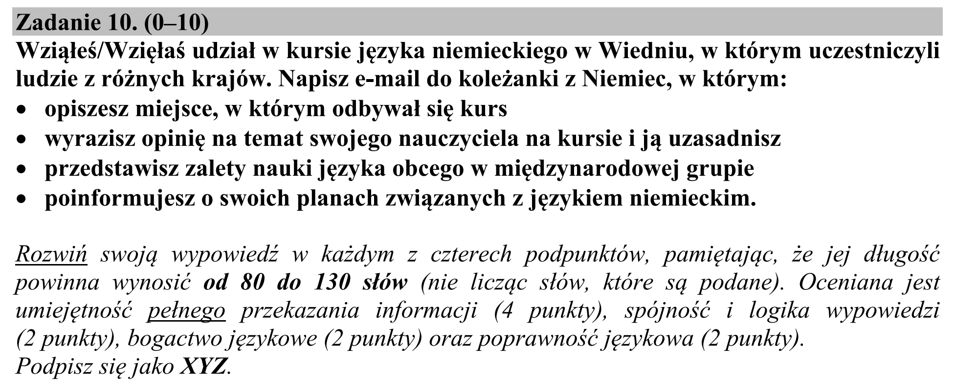 Matura dodatkowa, czerwiec 2015, podgląd zadania 10