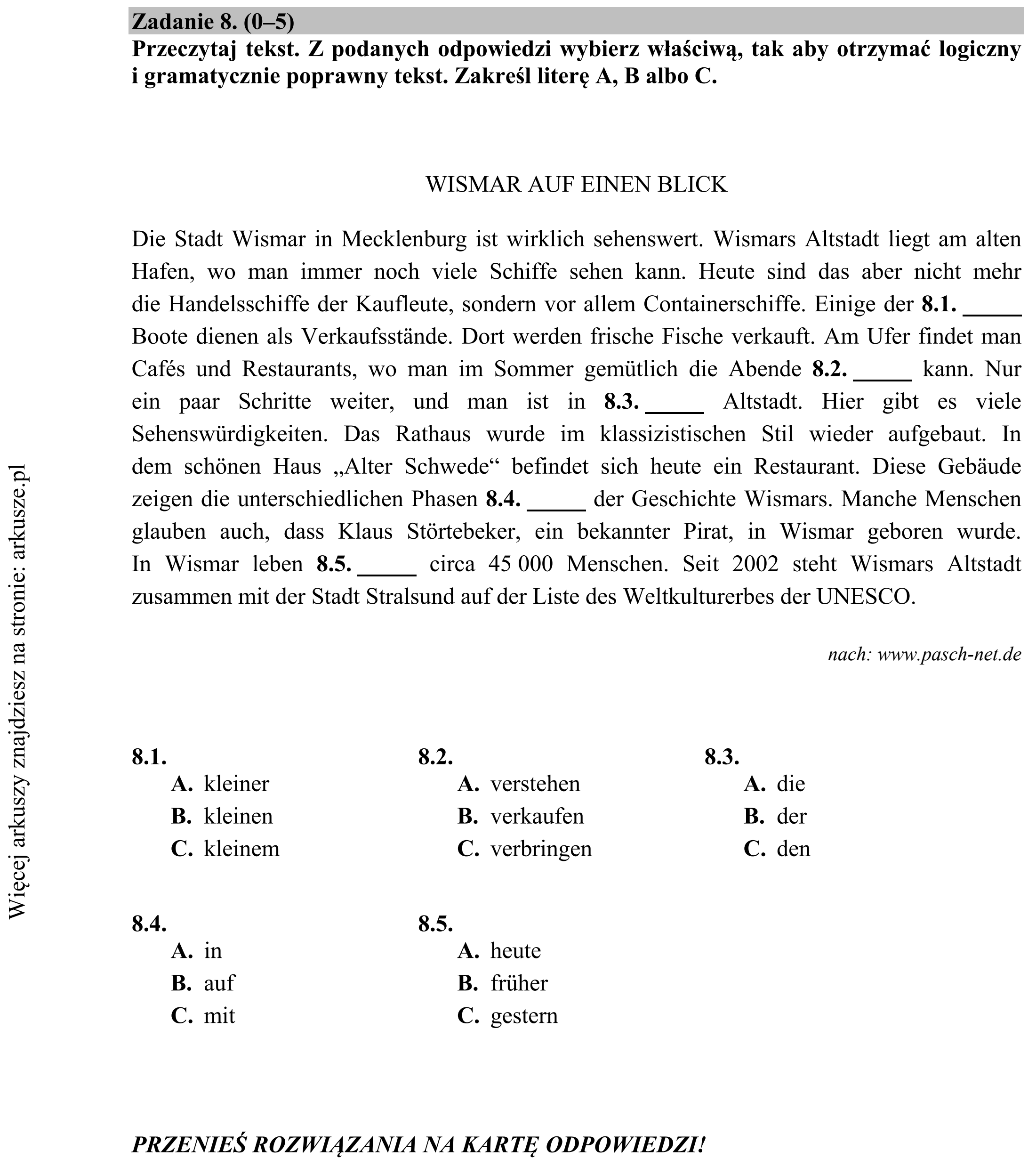 Matura dodatkowa, czerwiec 2015, podgląd zadania 8