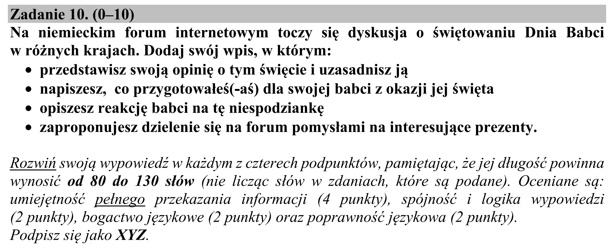 Matura dodatkowa, lipiec 2020, podgląd zadania 10