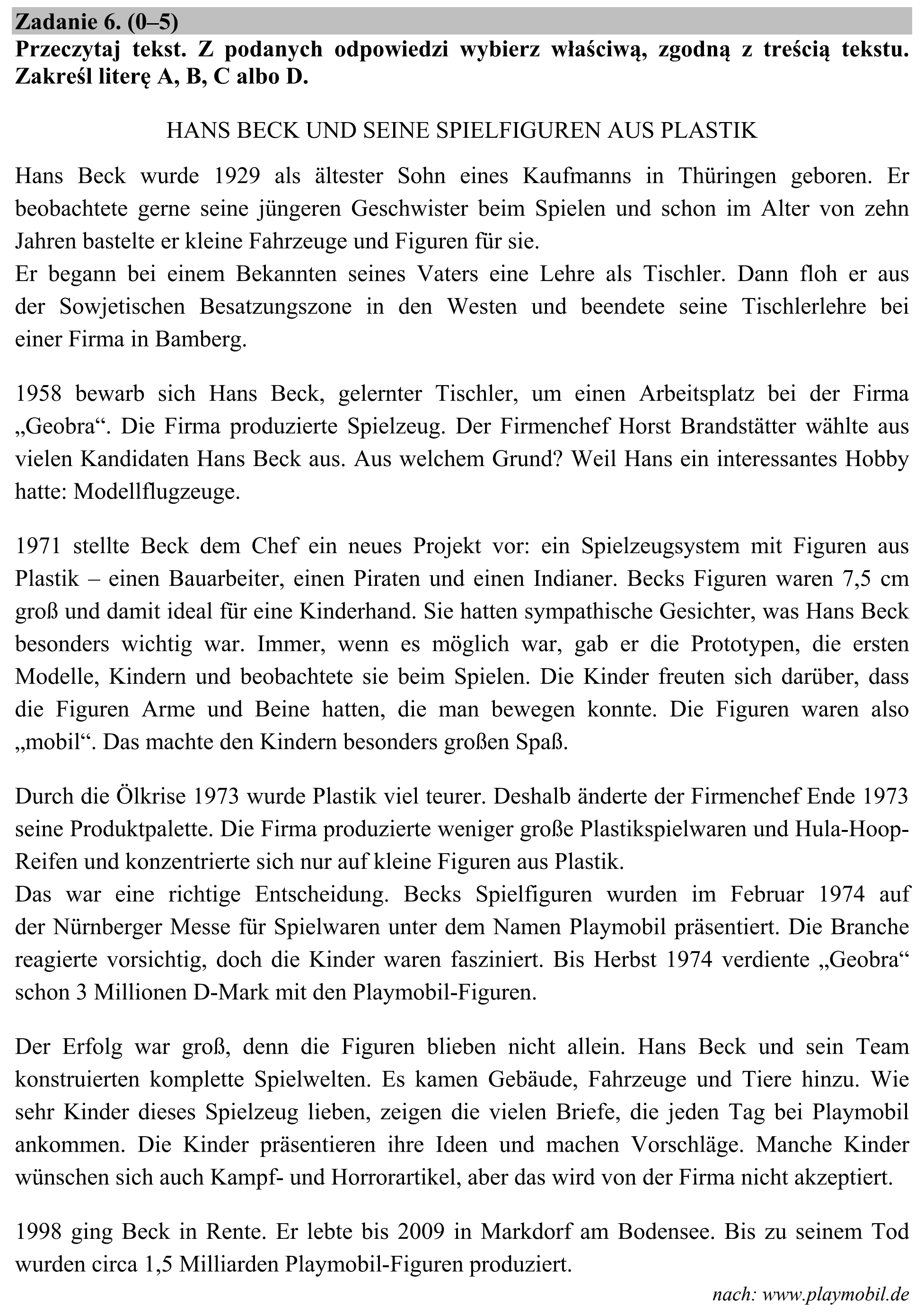 Matura, maj 2015, podgląd zadania 6, fragment 1