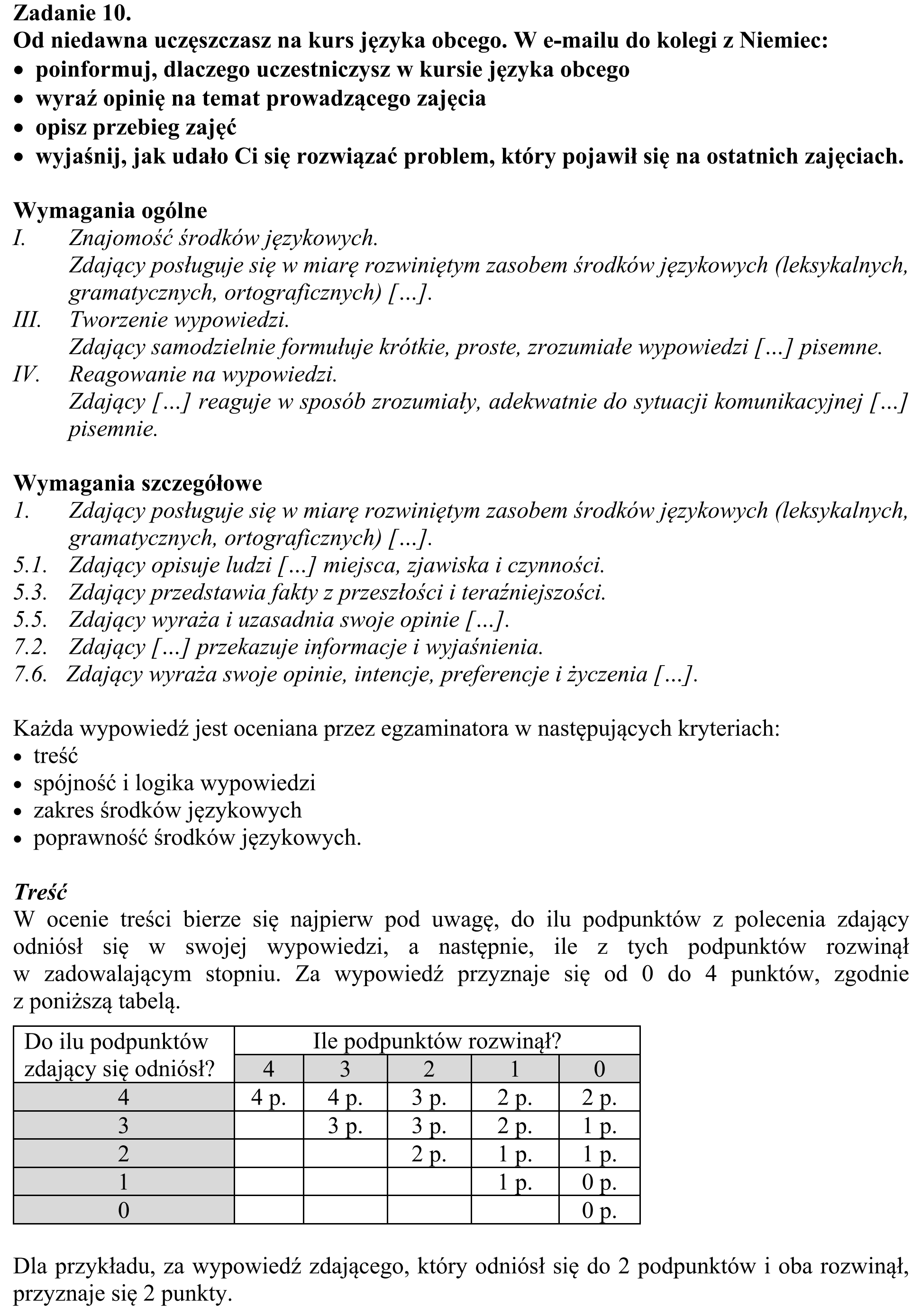 Matura, maj 2016, odpowiedź do zadania 10, fragment 1