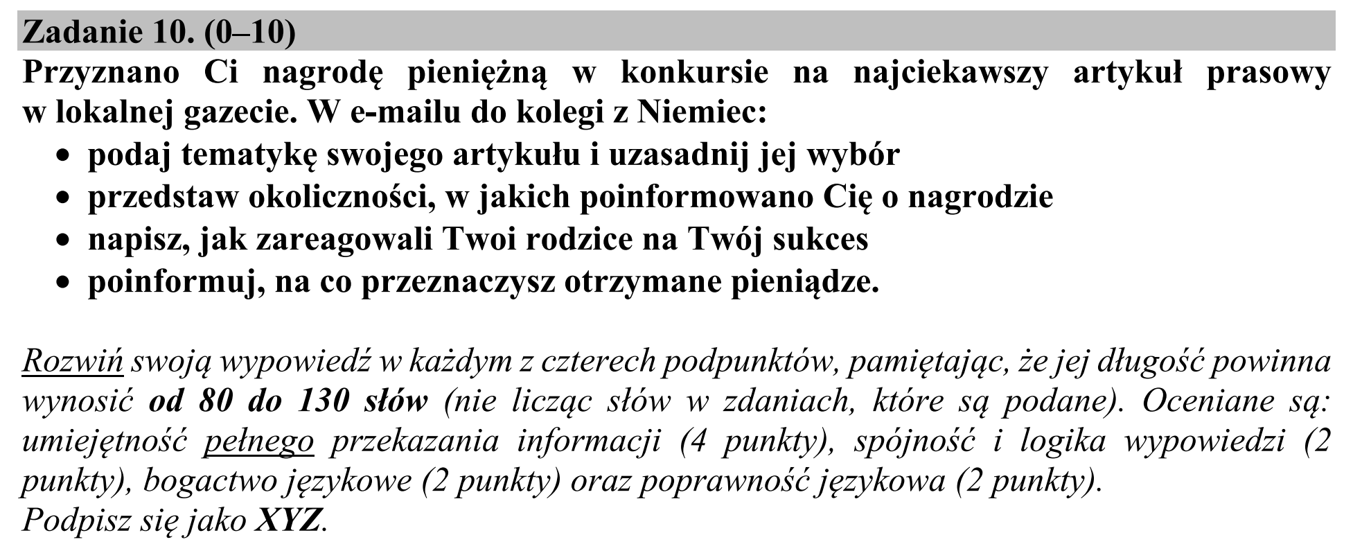 Matura, maj 2019, podgląd zadania 10