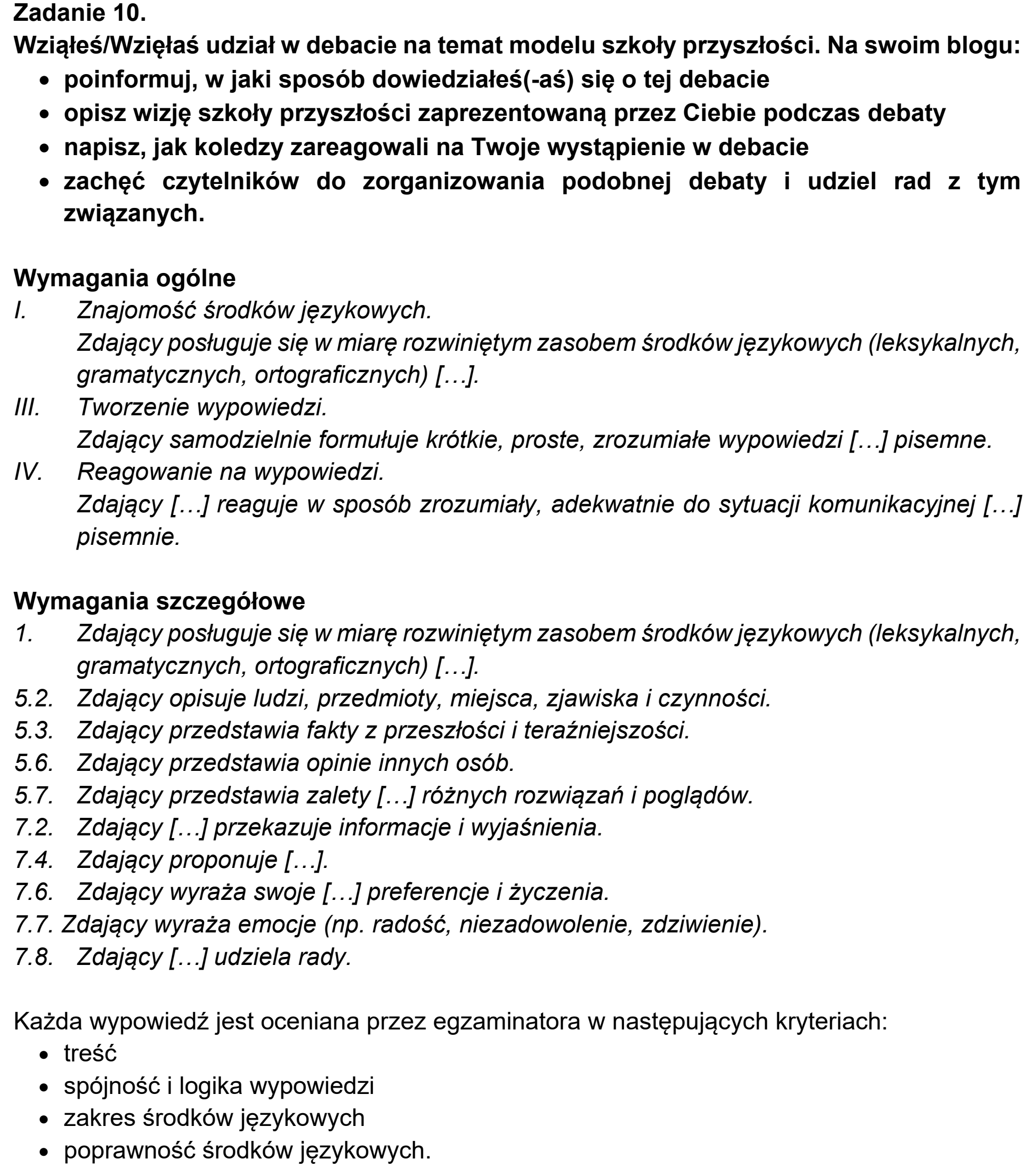 Matura, maj 2020, odpowiedź do zadania 10