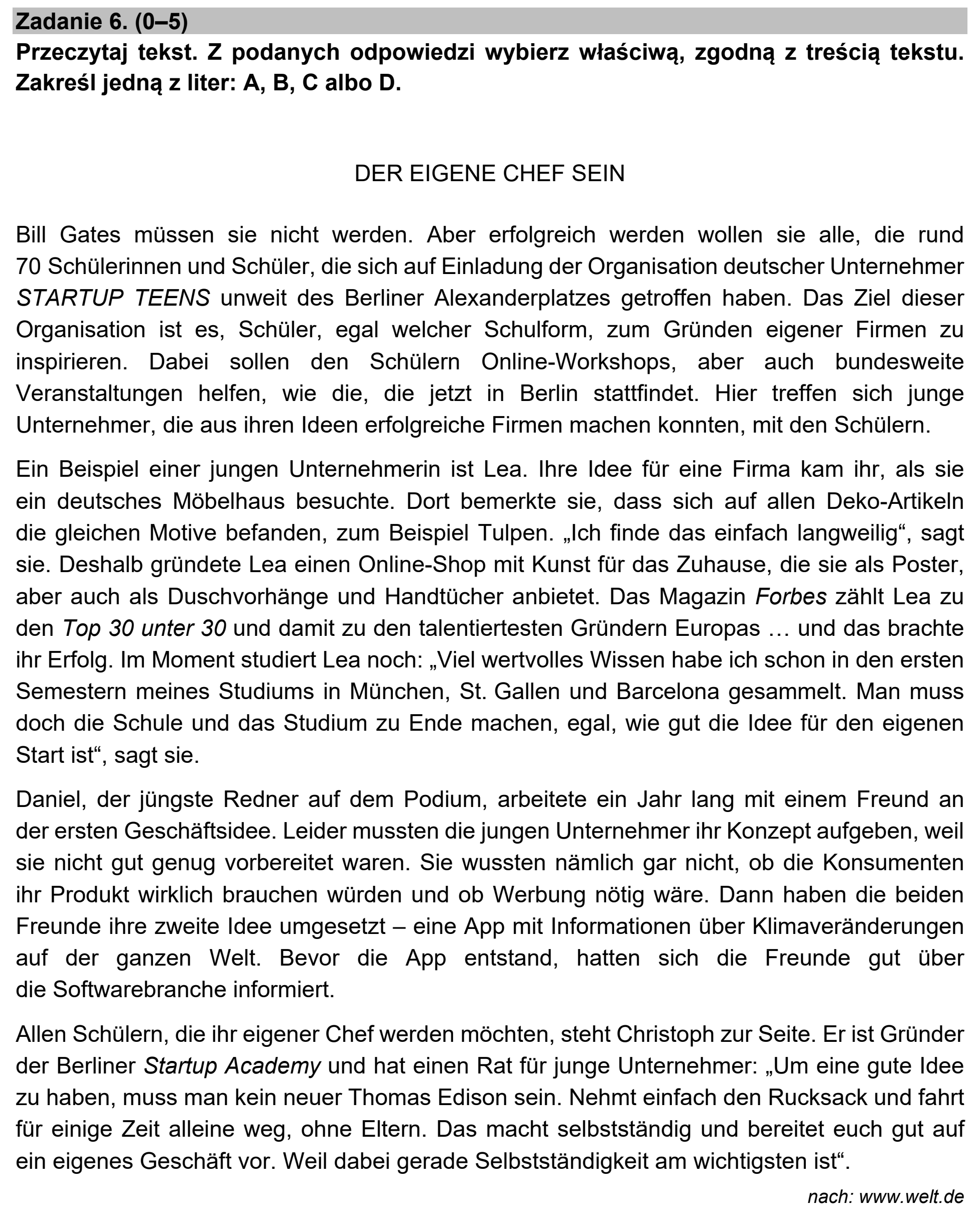 Matura, maj 2021, podgląd zadania 6, fragment 1