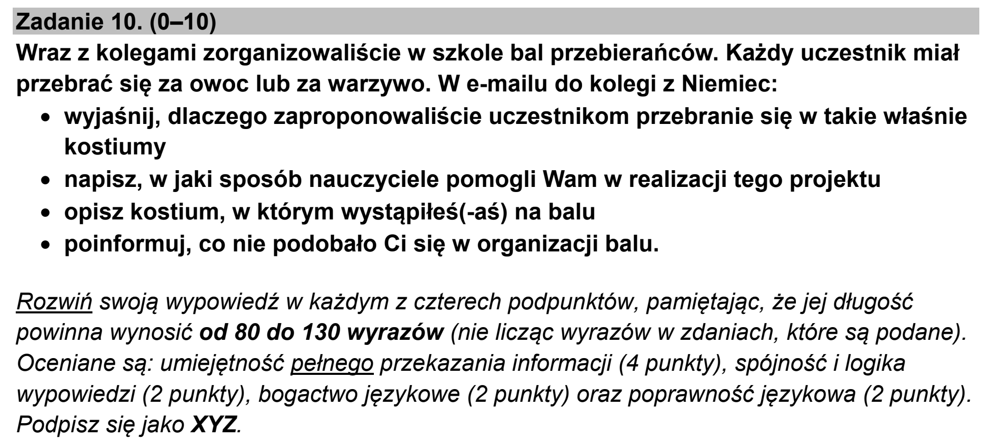 Matura, maj 2023, podgląd zadania 10
