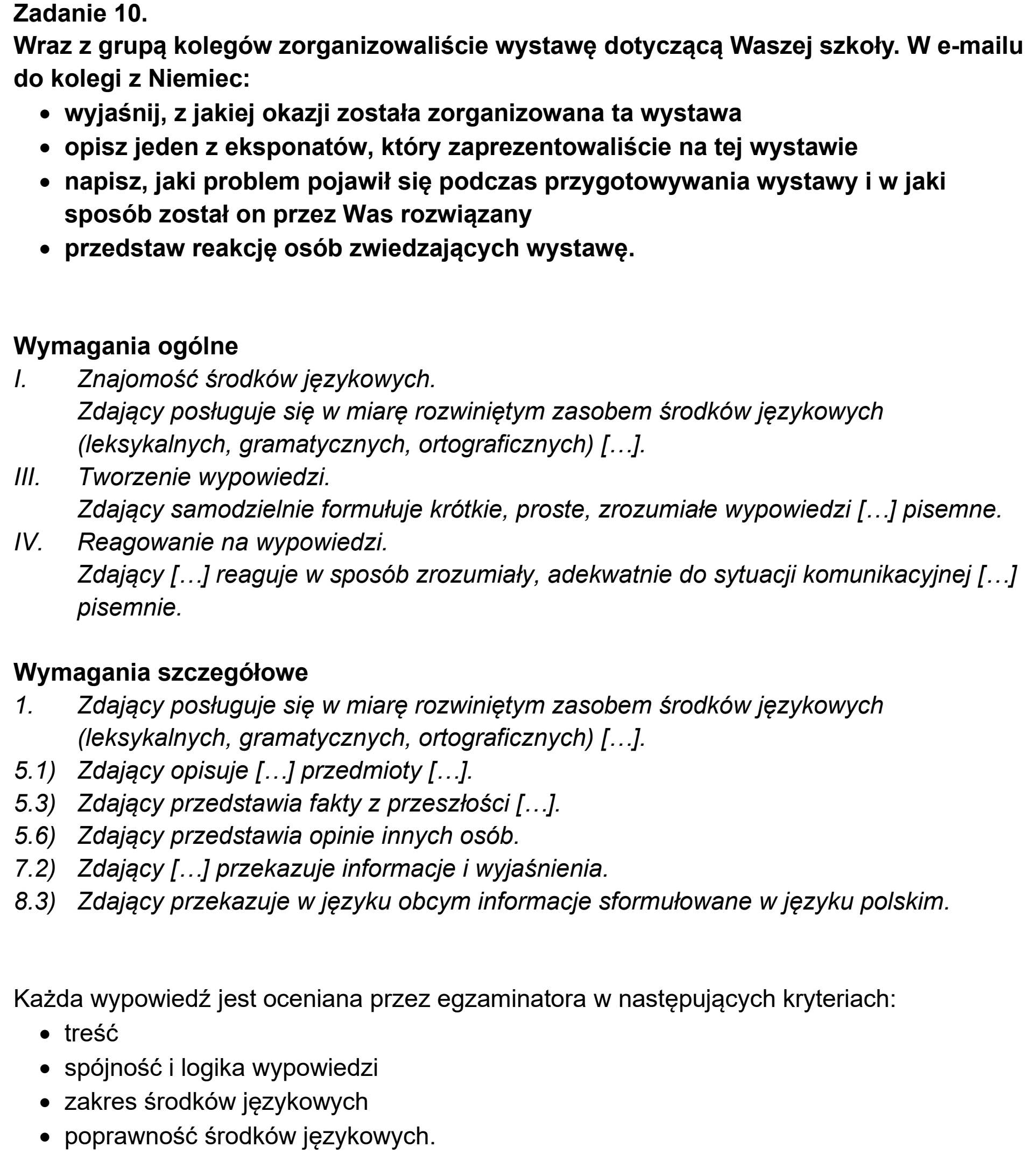 Matura, maj 2025, odpowiedź do zadania 10