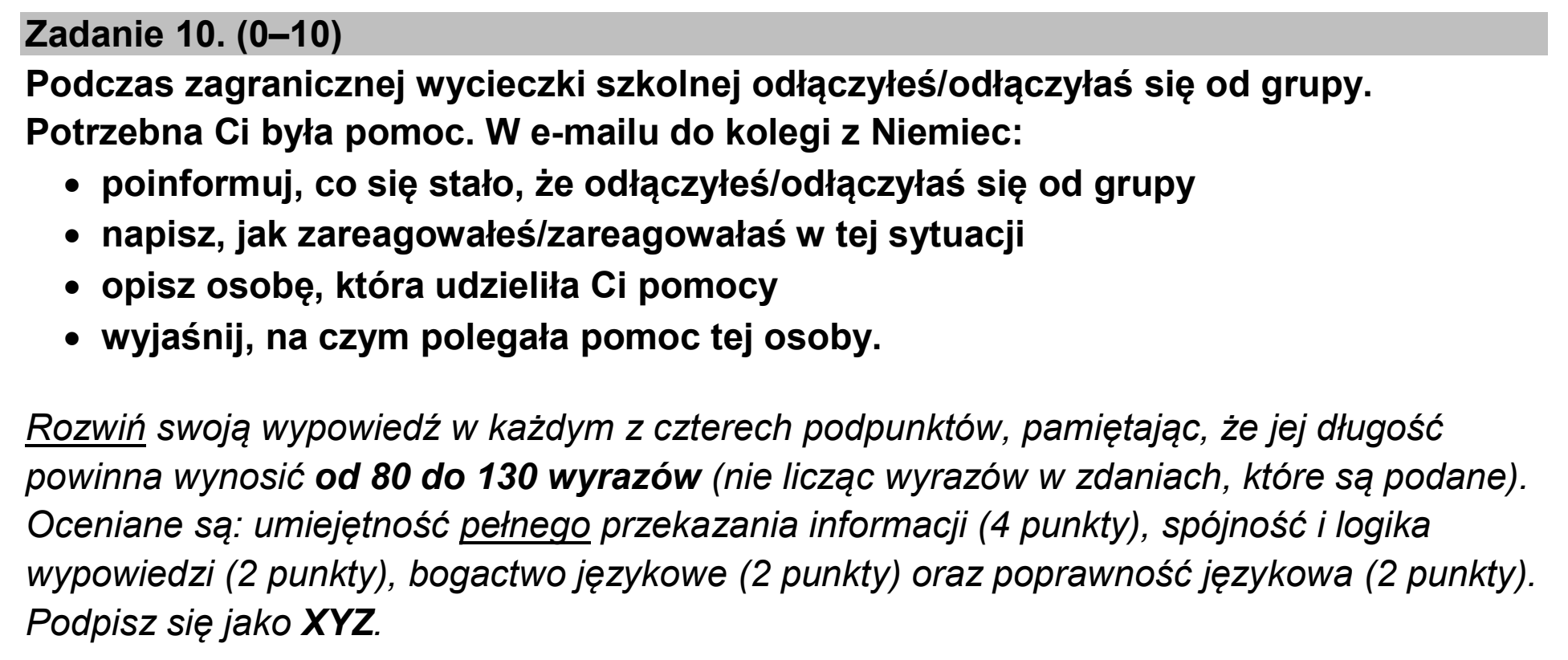Matura, maj 2026, podgląd zadania 10
