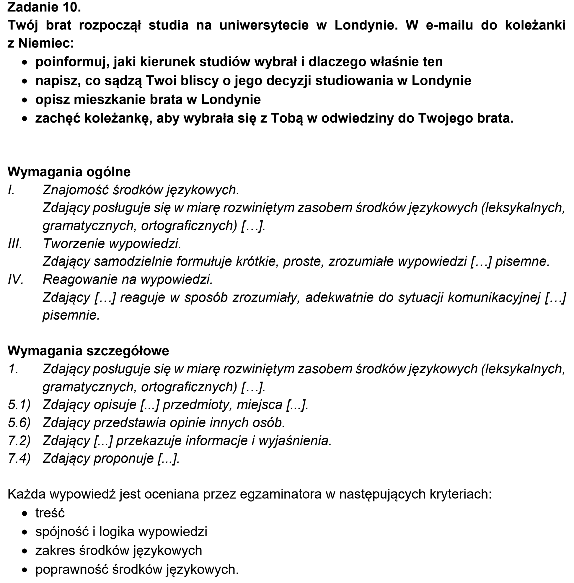 Matura próbna, marzec 2021, odpowiedź do zadania 10