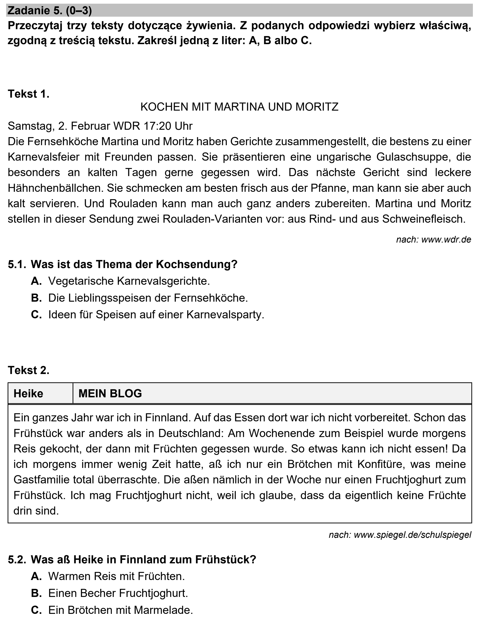 Matura próbna, marzec 2021, podgląd zadania 5, fragment 1
