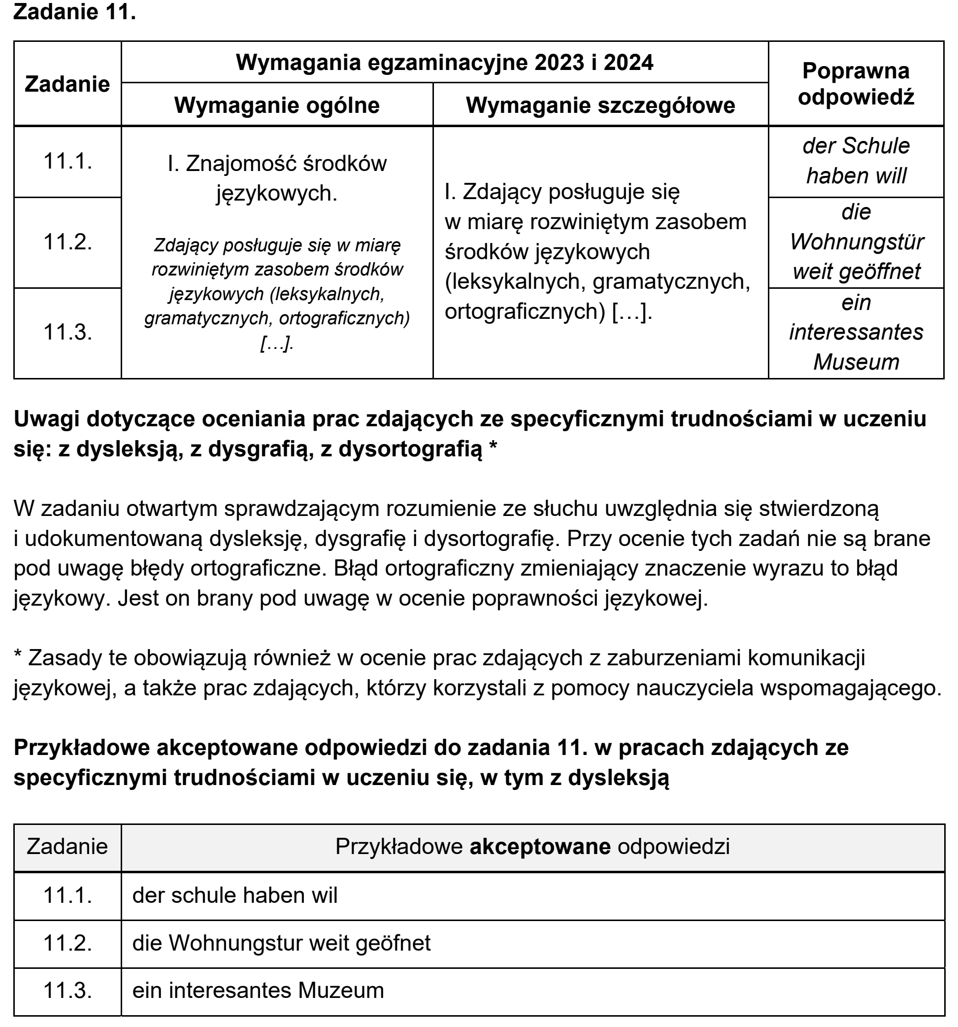 Matura próbna, grudzien 2023, odpowiedź do zadania 11