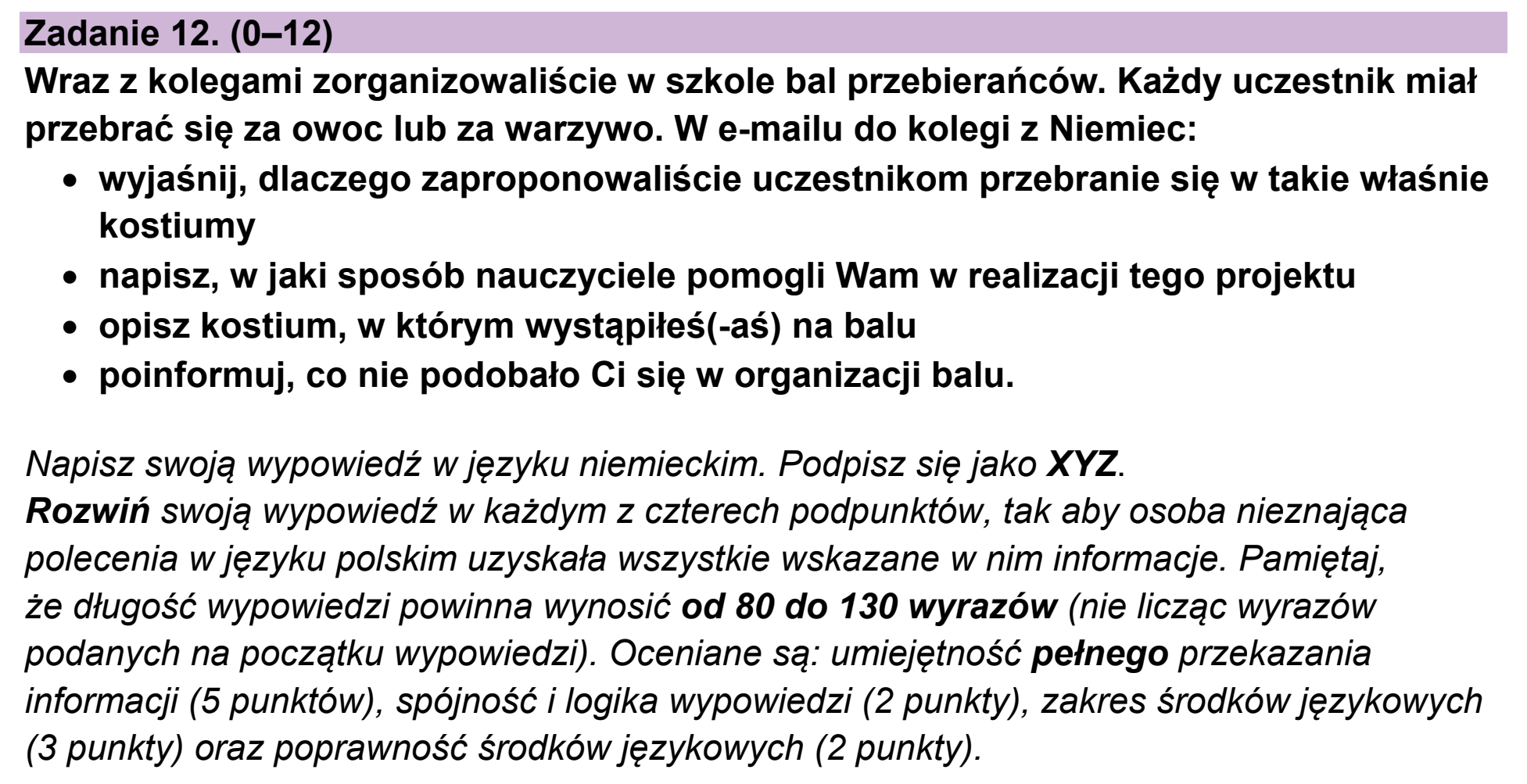 Matura, maj 2023, podgląd zadania 12