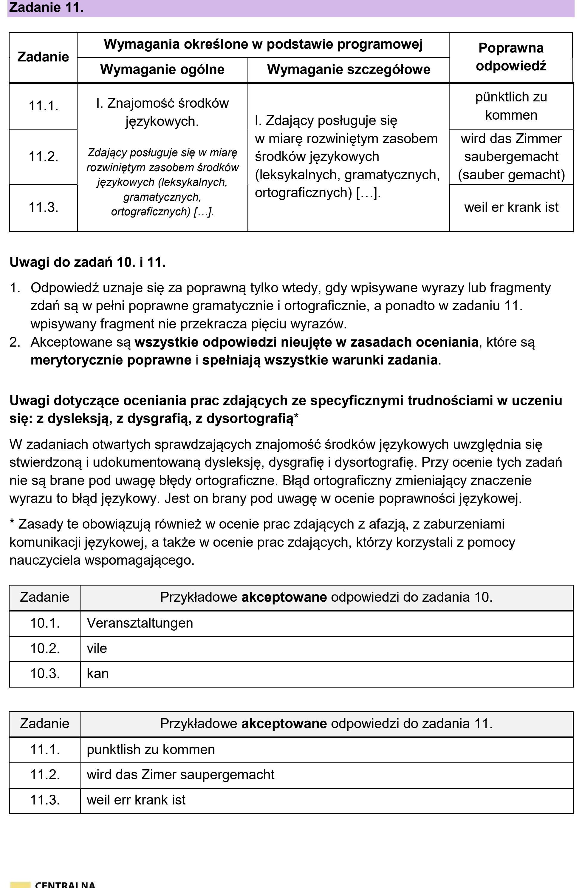 Matura, maj 2026, odpowiedź do zadania 11, fragment 1