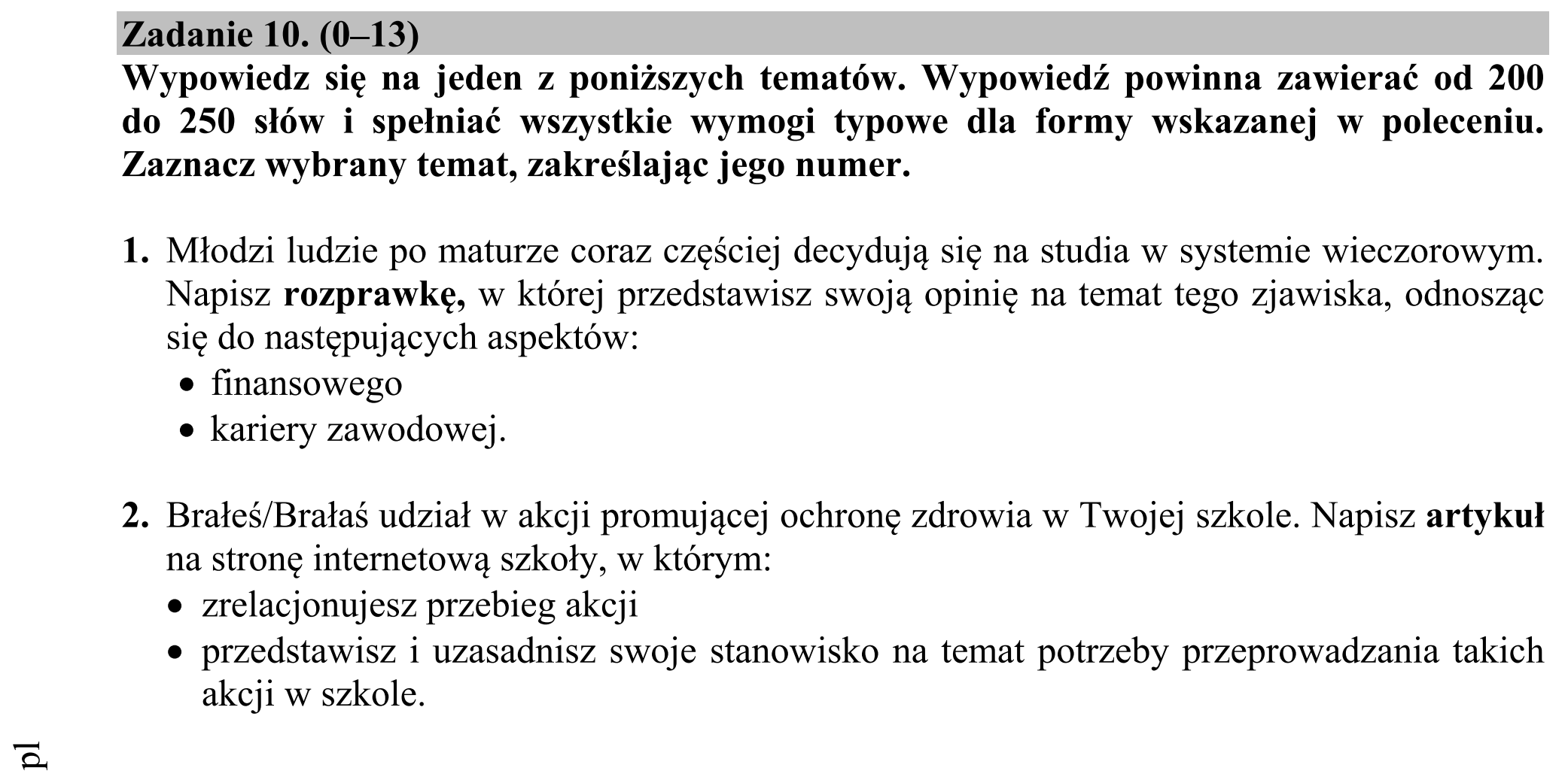 Matura dodatkowa, czerwiec 2015, podgląd zadania 10