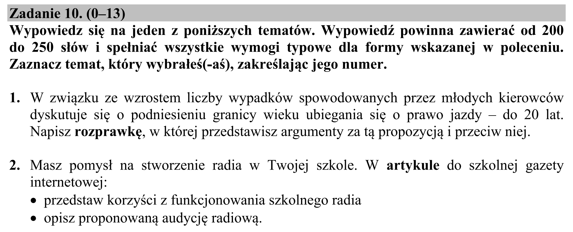 Matura dodatkowa, czerwiec 2016, podgląd zadania 10
