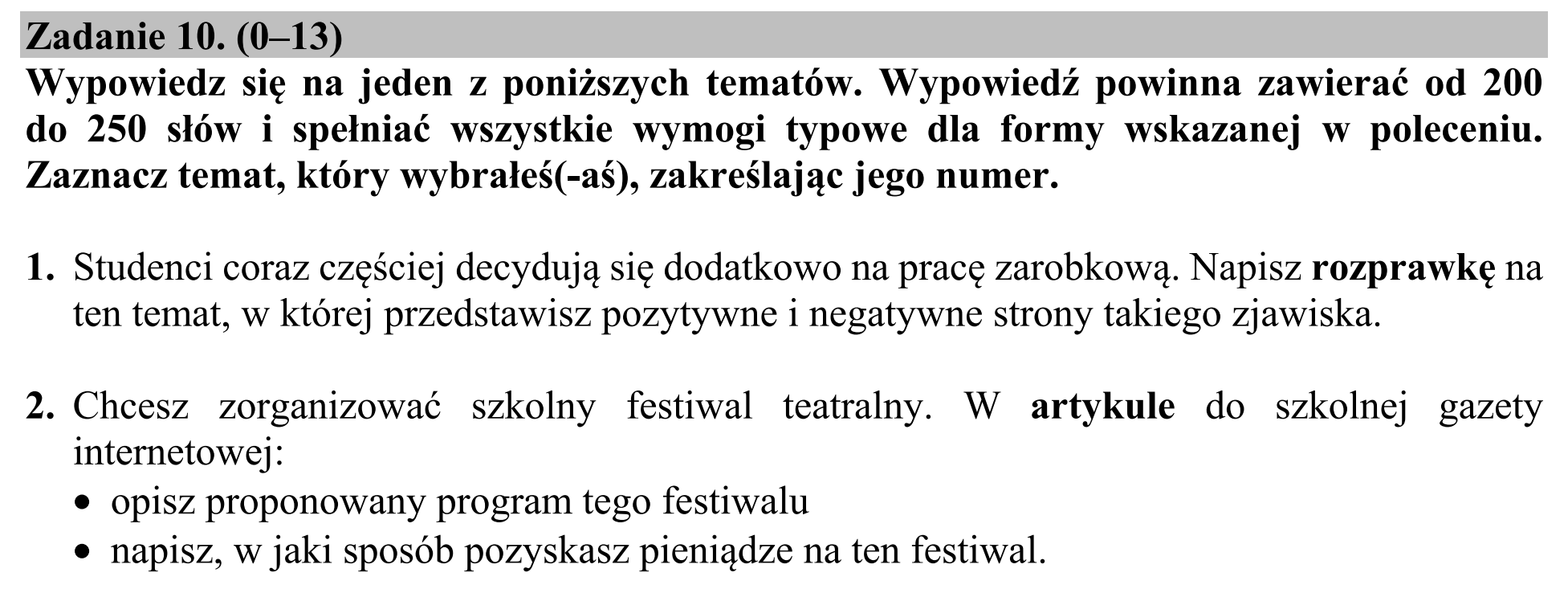 Matura dodatkowa, czerwiec 2017, podgląd zadania 10