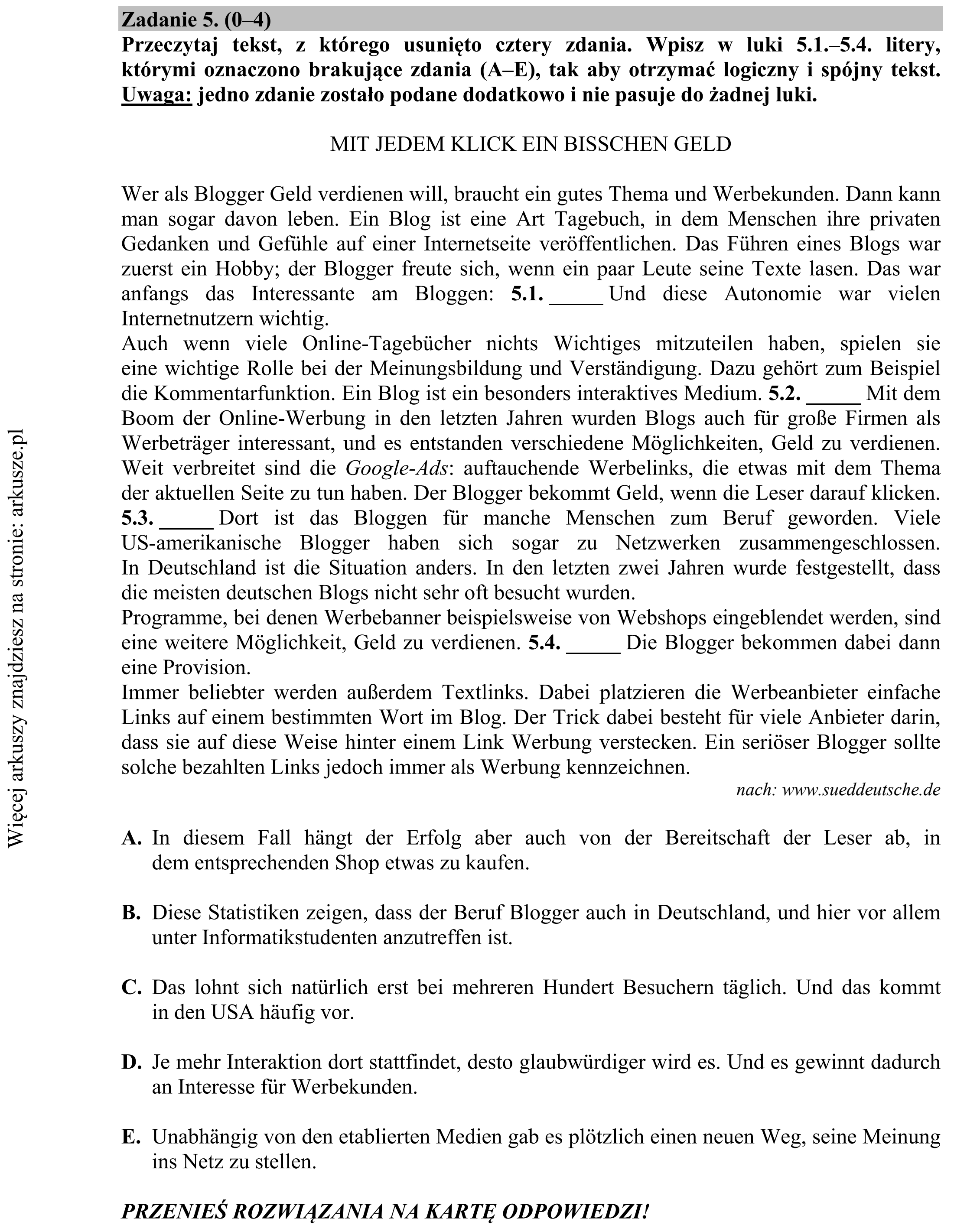 Matura dodatkowa, czerwiec 2017, podgląd zadania 5