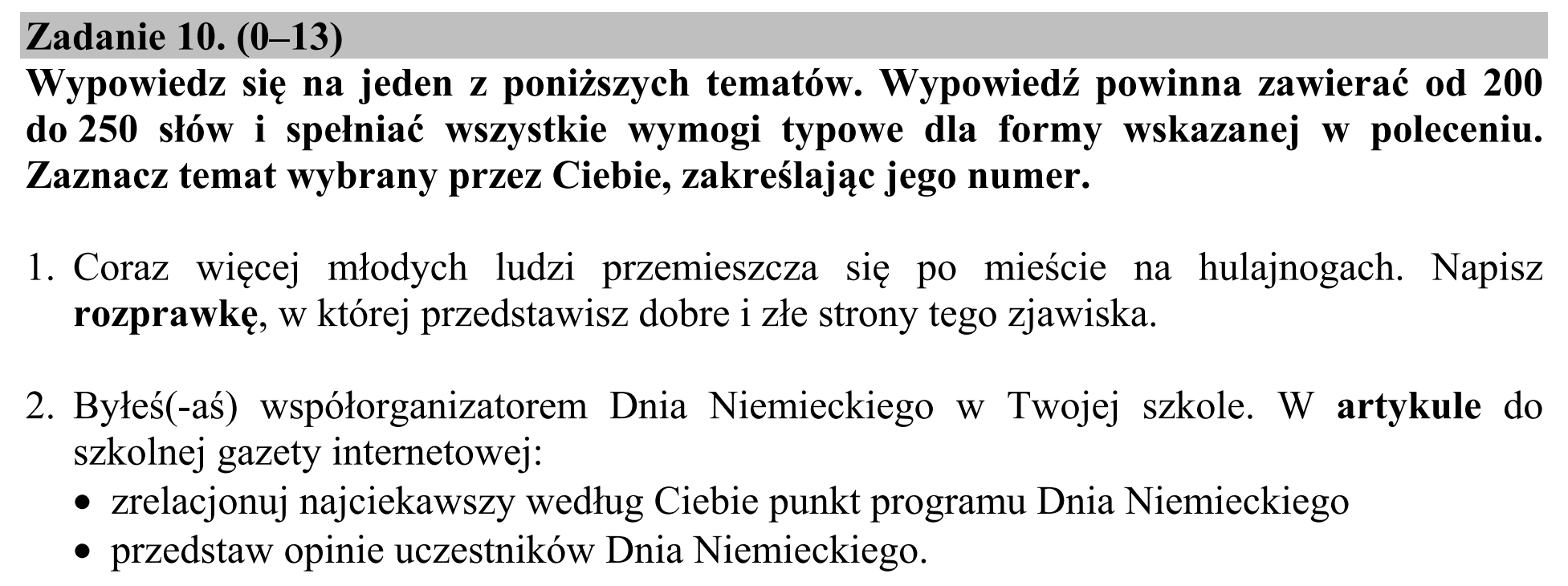 Matura dodatkowa, lipiec 2020, podgląd zadania 10