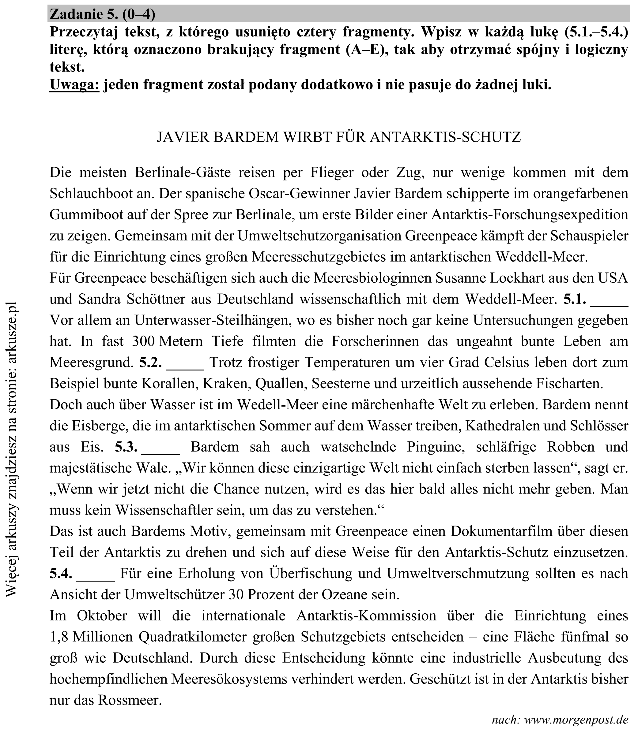 Matura dodatkowa, lipiec 2020, podgląd zadania 5, fragment 1