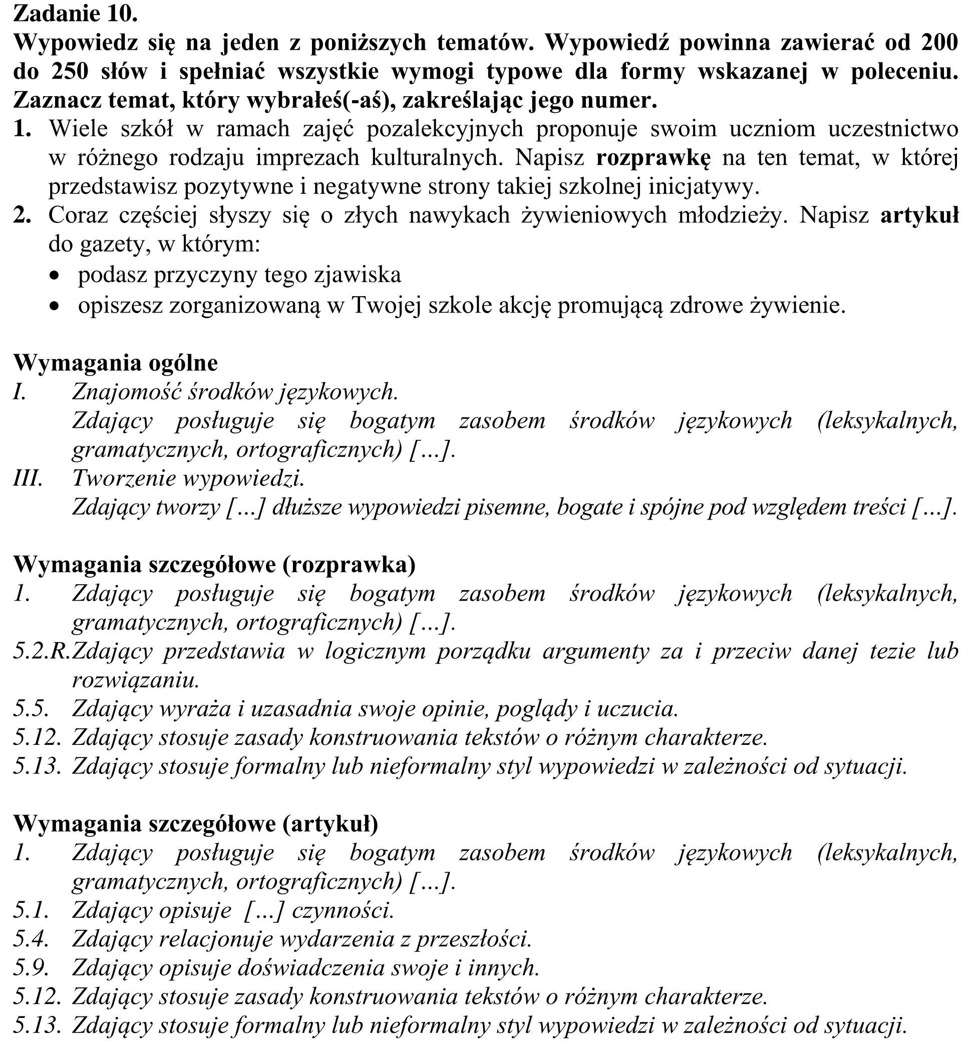 Matura, maj 2015, odpowiedź do zadania 10, fragment 1