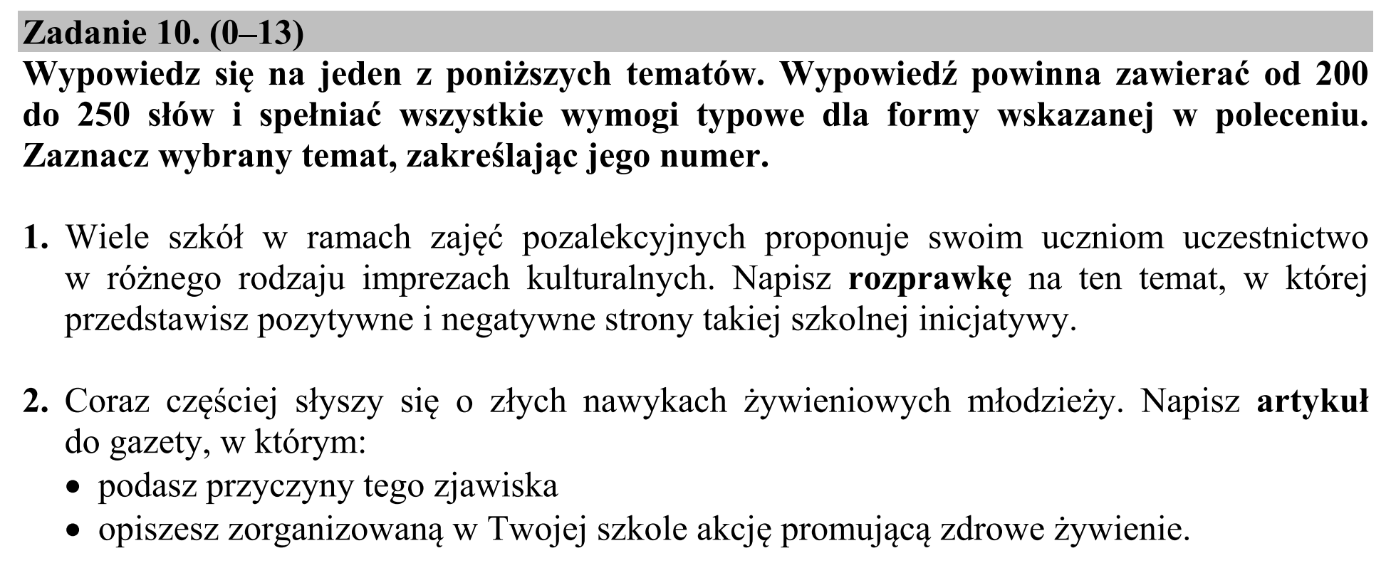 Matura, maj 2015, podgląd zadania 10