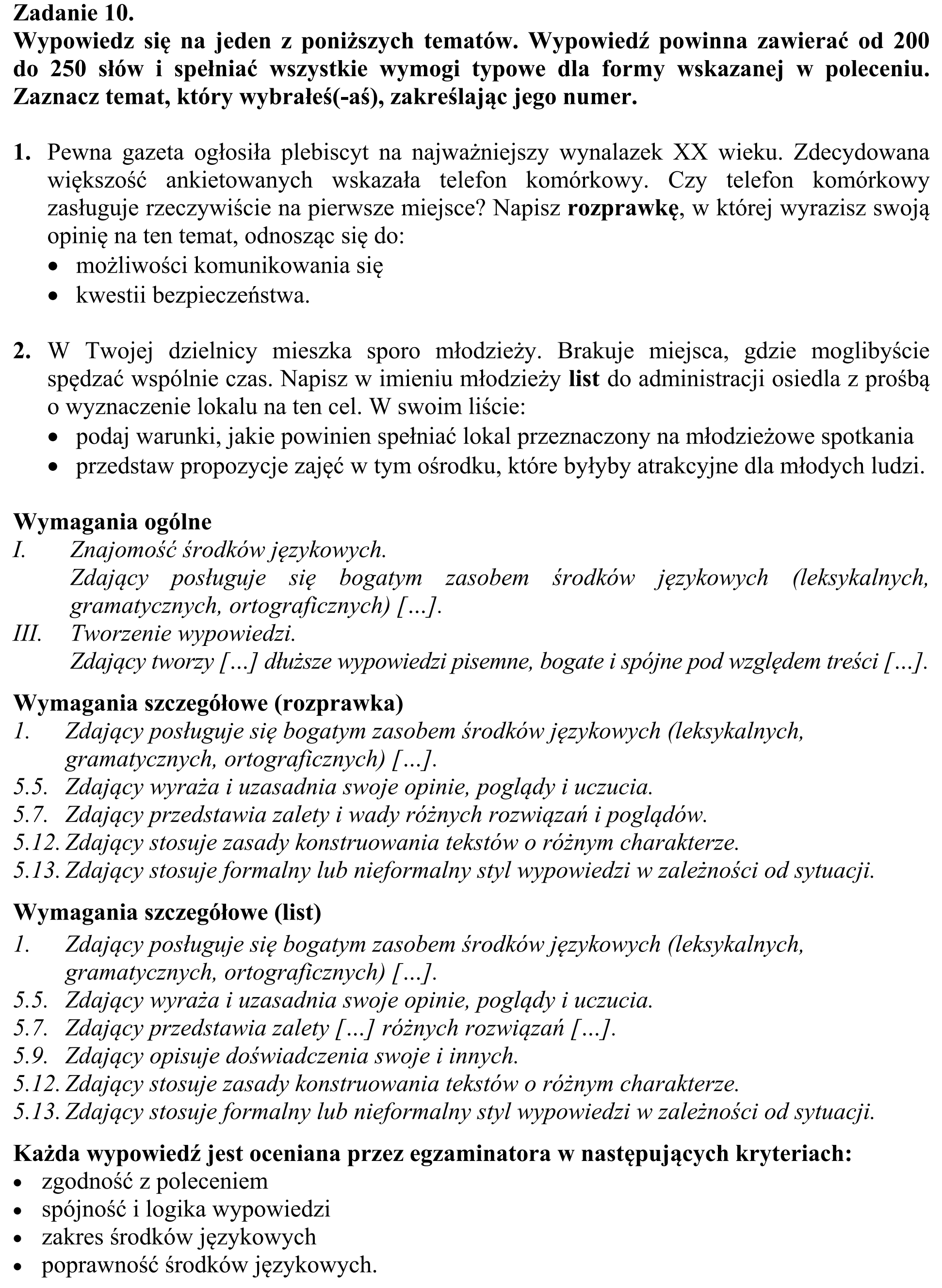 Matura, maj 2016, odpowiedź do zadania 10, fragment 1