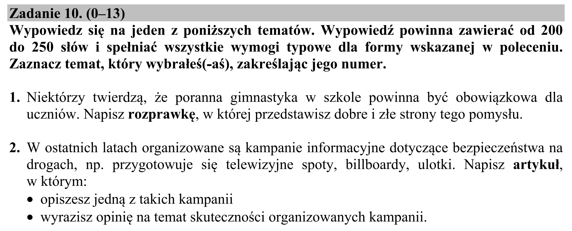 Matura, maj 2018, podgląd zadania 10