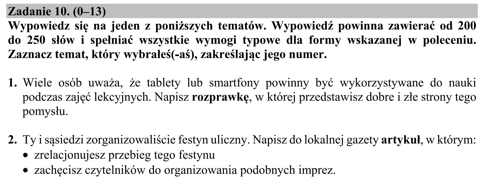 Matura, maj 2019, podgląd zadania 10