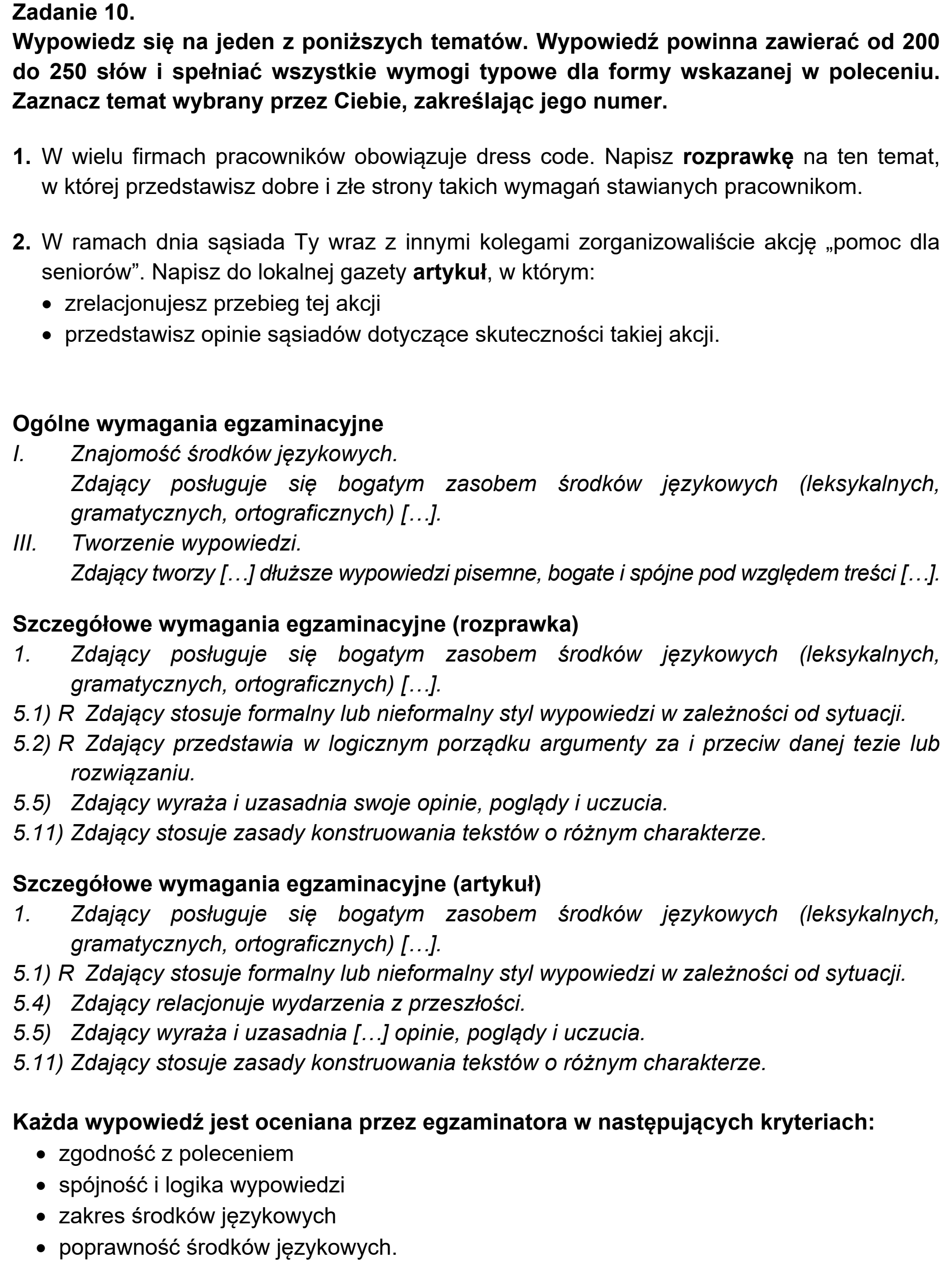 Matura, maj 2021, odpowiedź do zadania 10