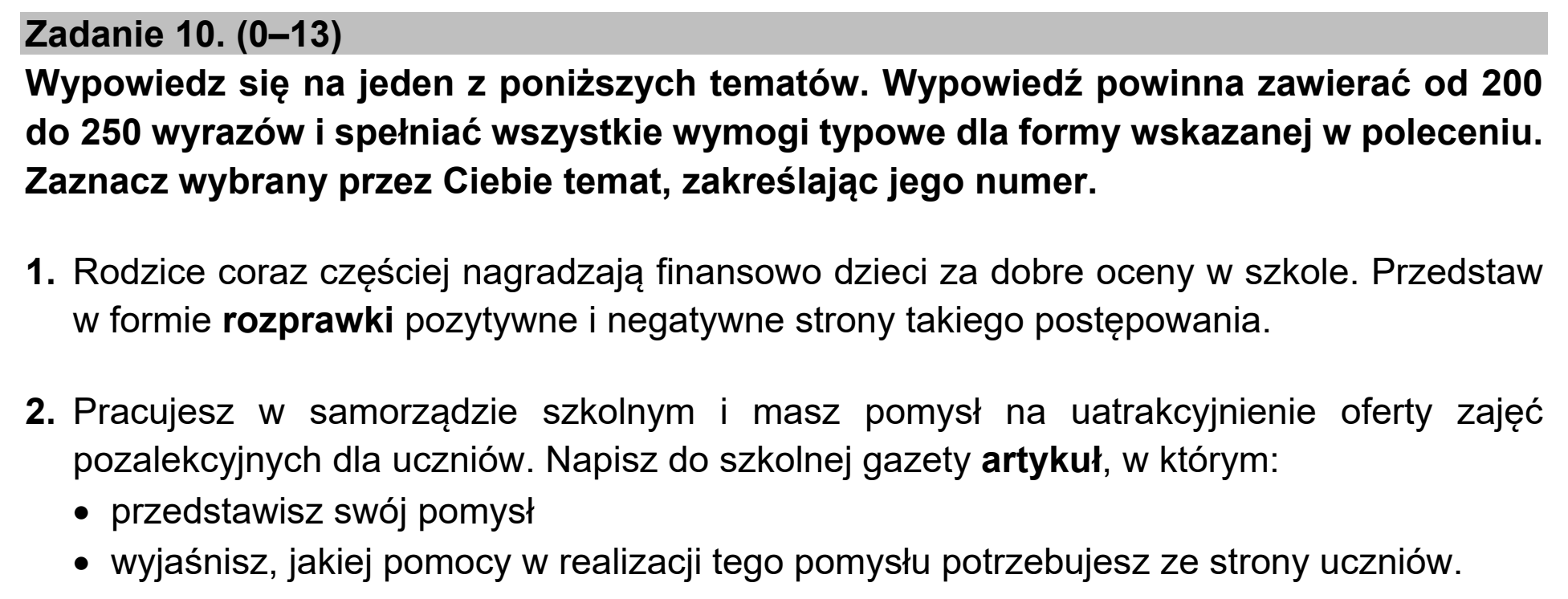 Matura, maj 2022, podgląd zadania 10