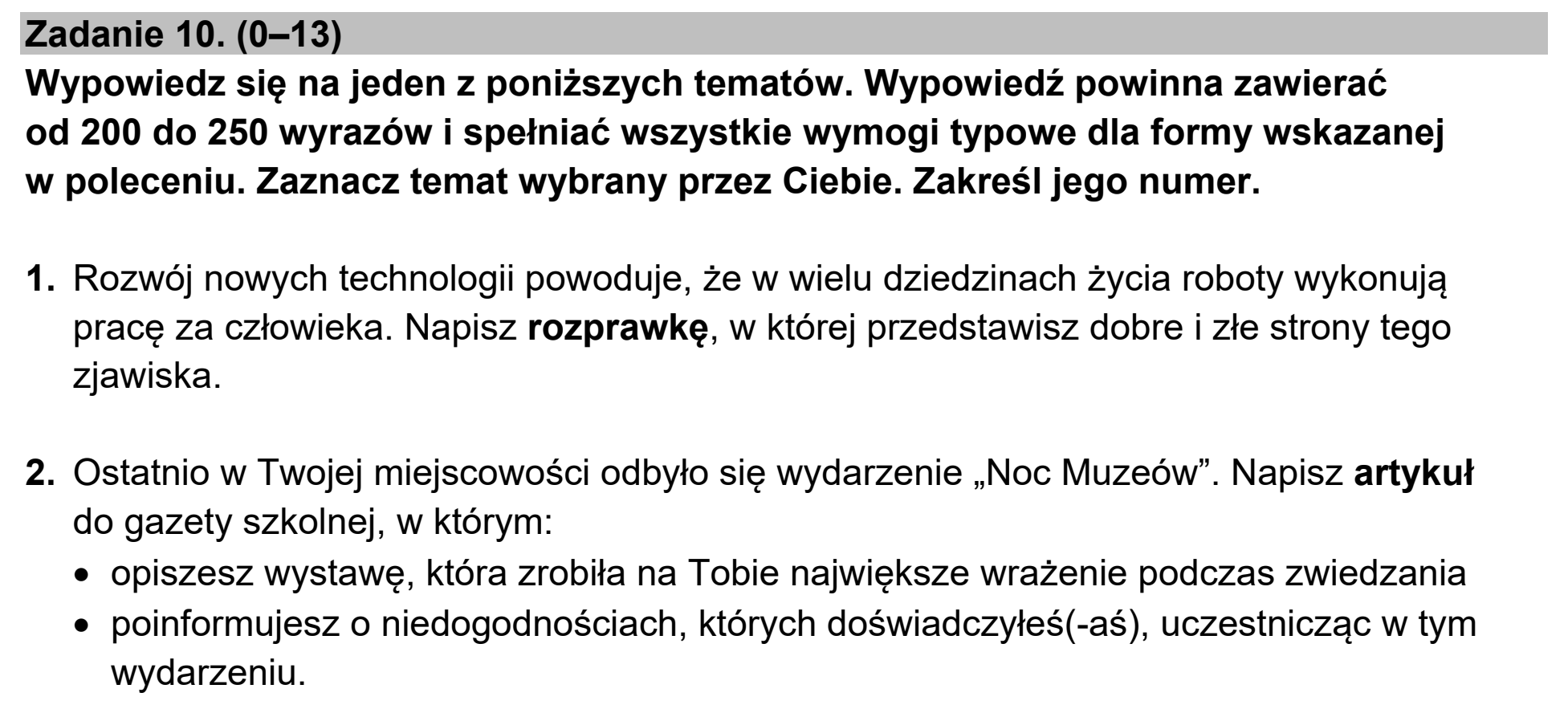 Matura, maj 2023, podgląd zadania 10