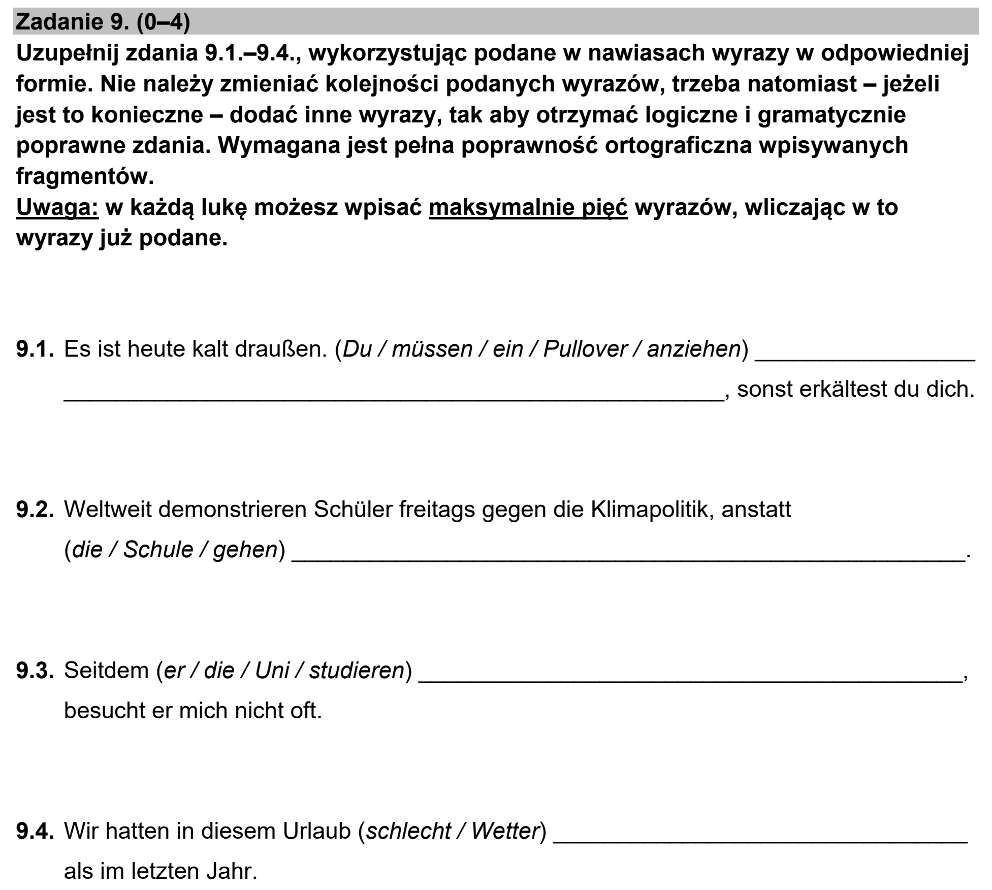 Matura, maj 2023, podgląd zadania 9