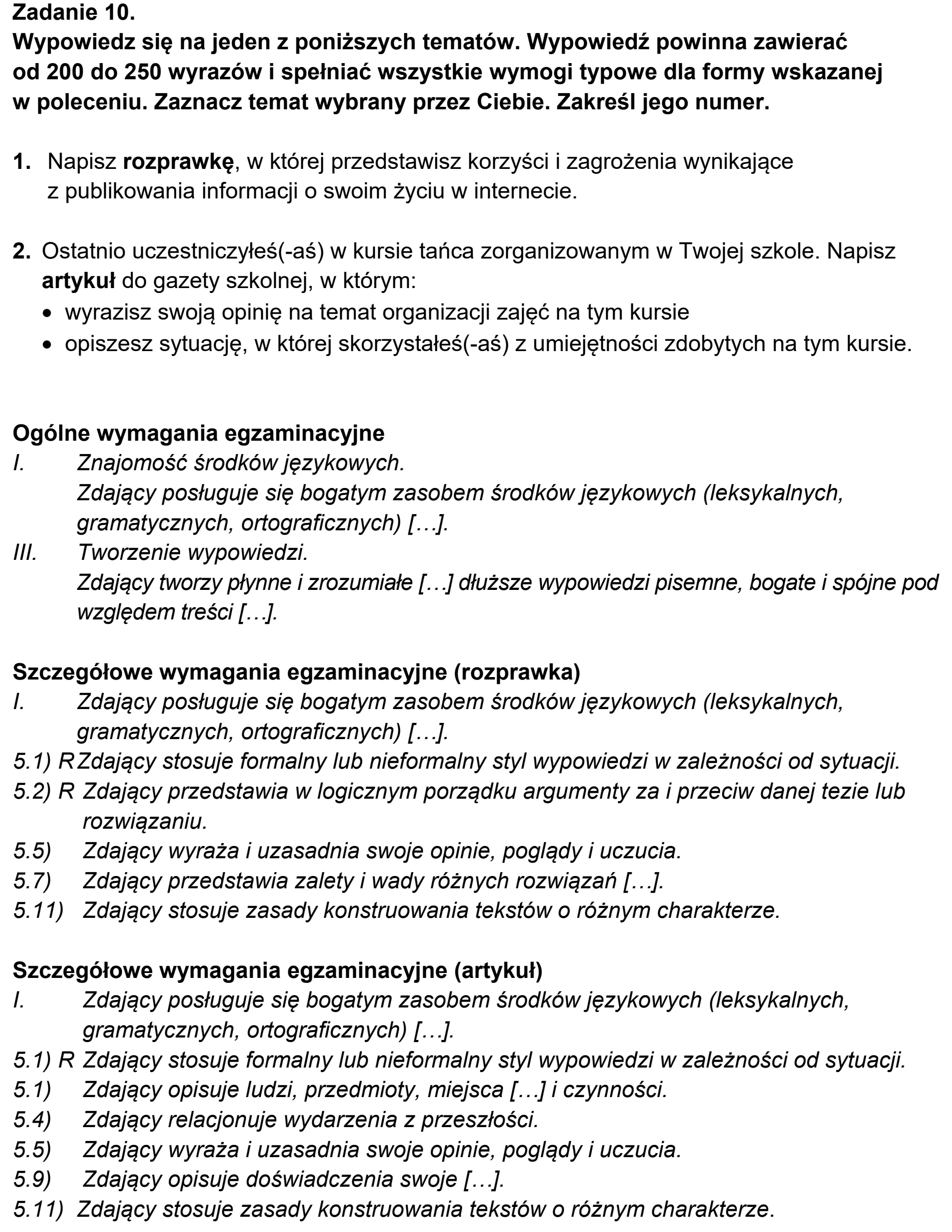 Matura, maj 2024, odpowiedź do zadania 10