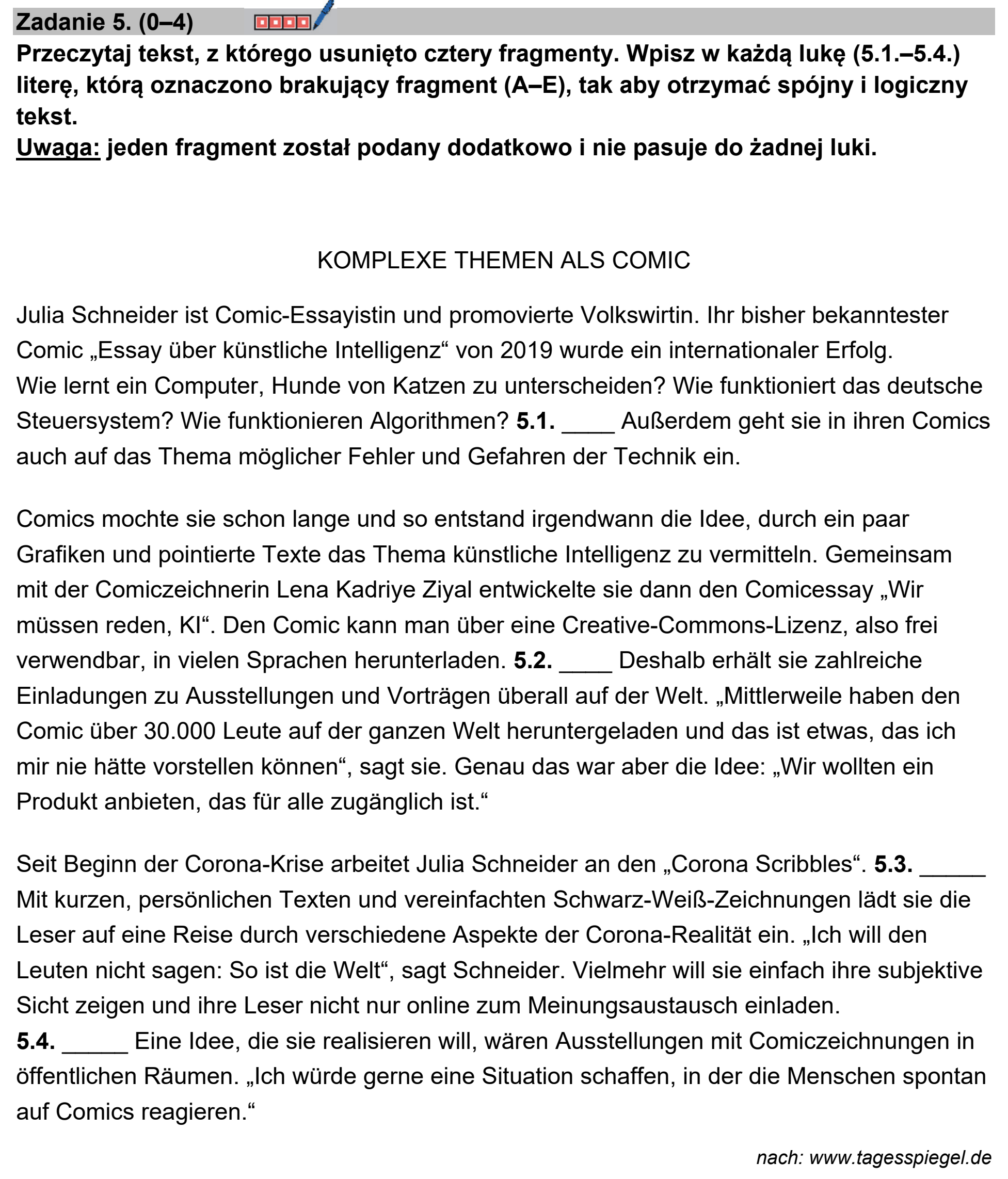 Matura, maj 2024, podgląd zadania 5, fragment 1