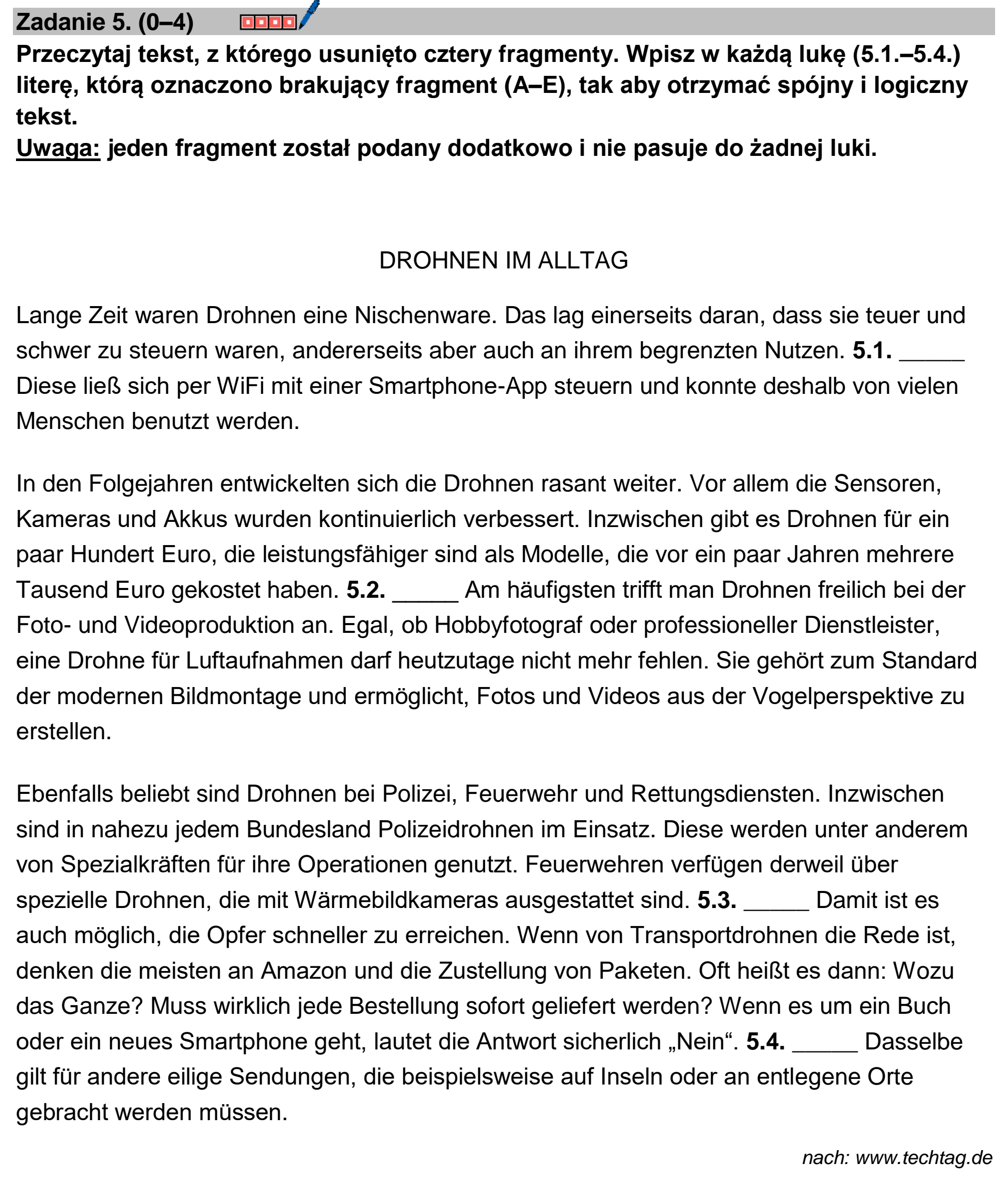 Matura, maj 2025, podgląd zadania 5, fragment 1