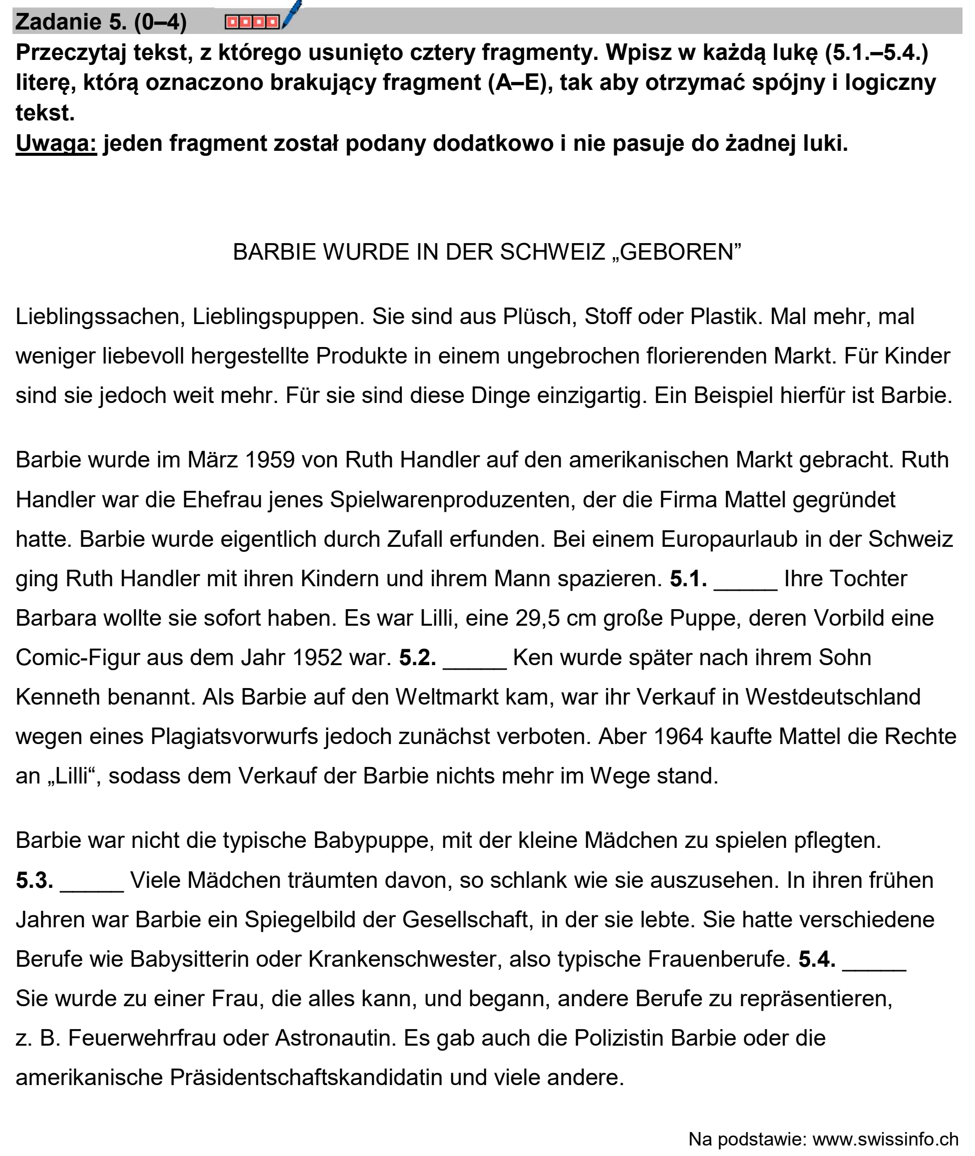 Matura, maj 2026, podgląd zadania 5, fragment 1