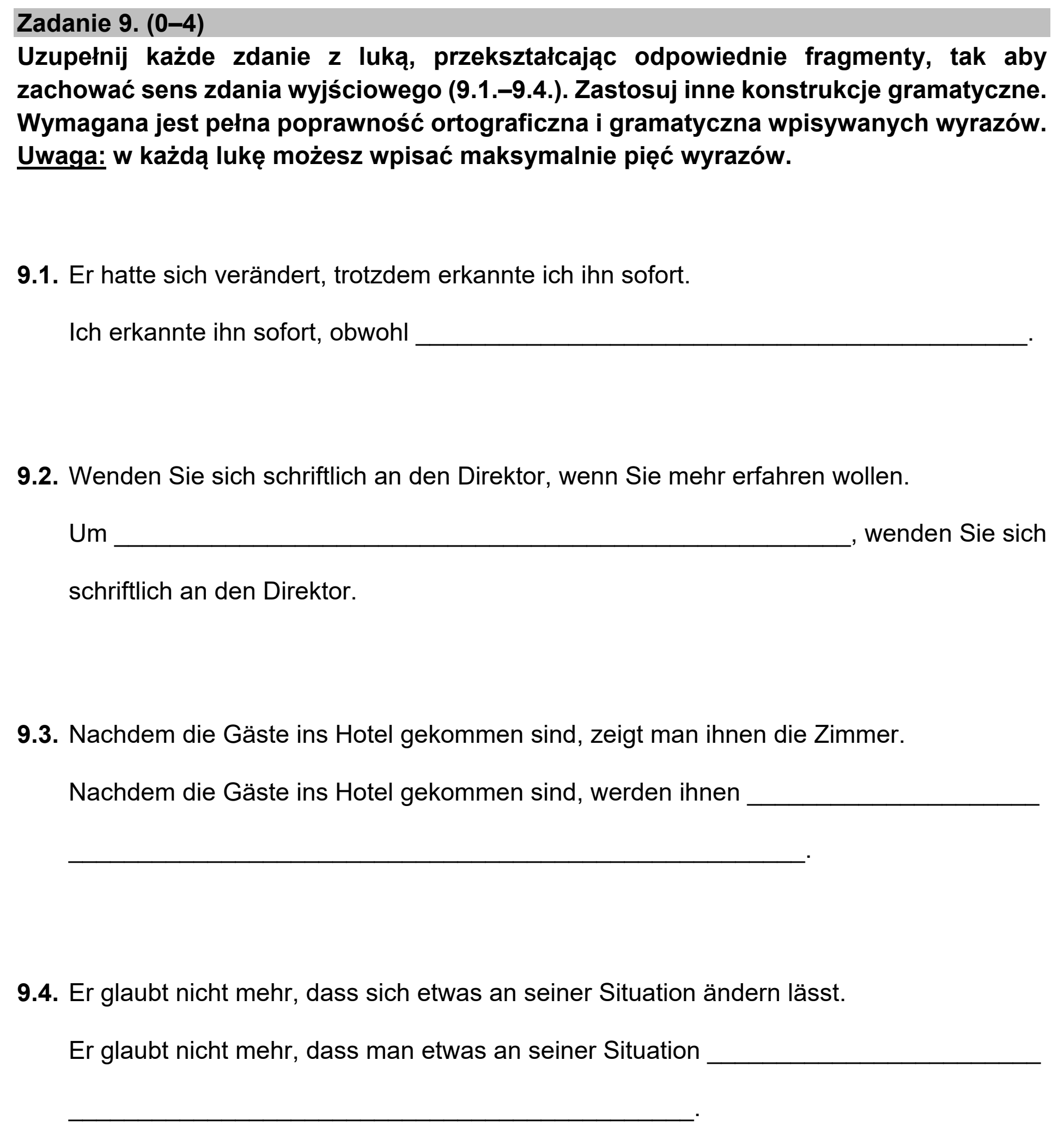 Matura próbna, marzec 2021, podgląd zadania 9