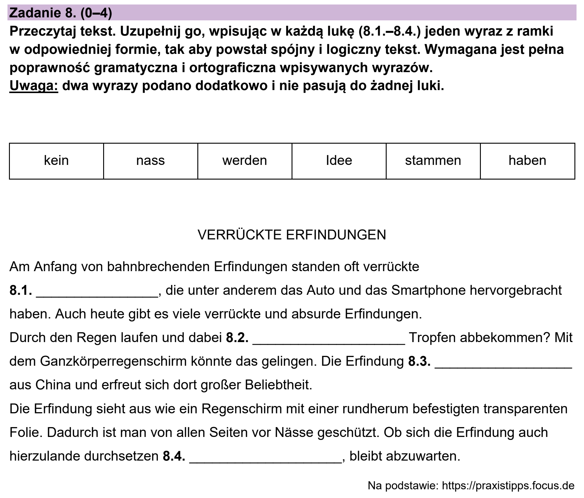 Matura próbna, grudzien 2022, podgląd zadania 8