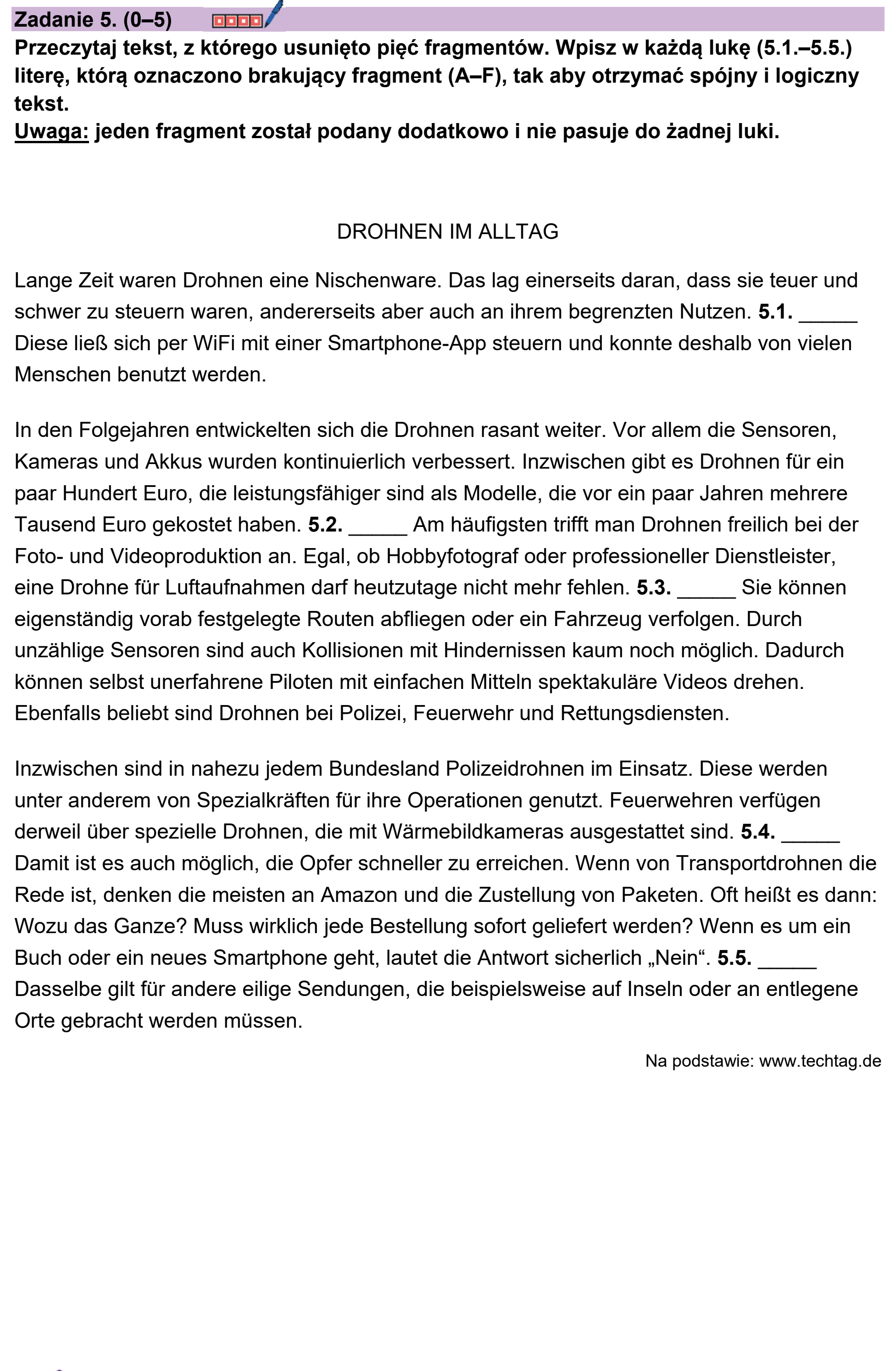 Matura, maj 2025, podgląd zadania 5, fragment 1