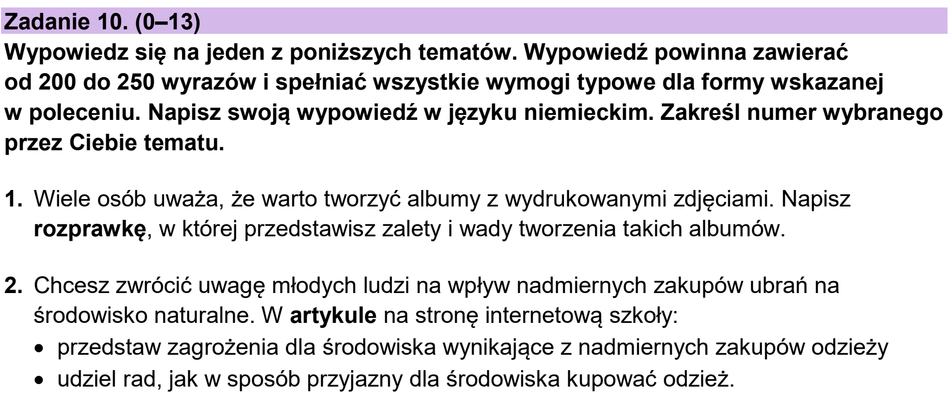 Matura, maj 2026, podgląd zadania 10
